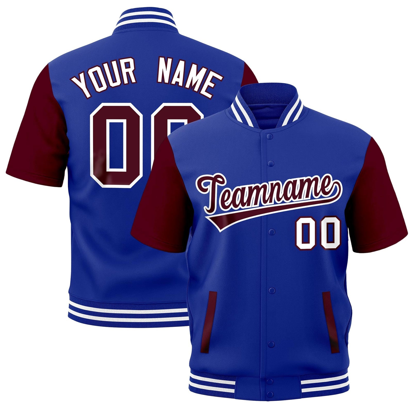 Custom Gray Royal Blue White Full-Snap Classic Style Jacket| KXKSHOP