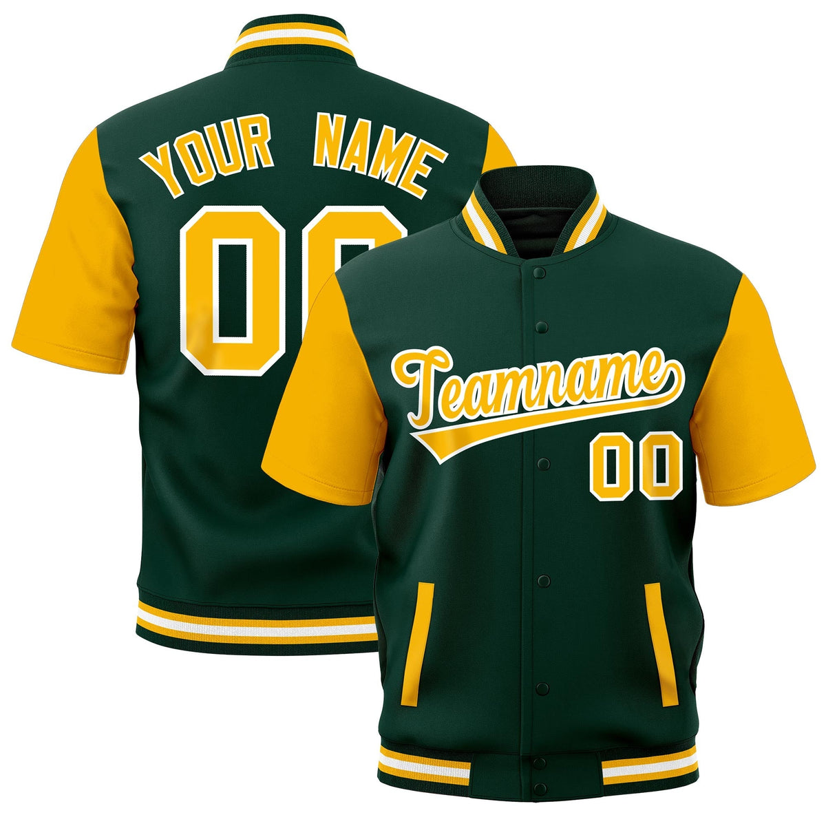 Custom Gold Green White Full-Snap Classic Style Jacket| KXKSHOP