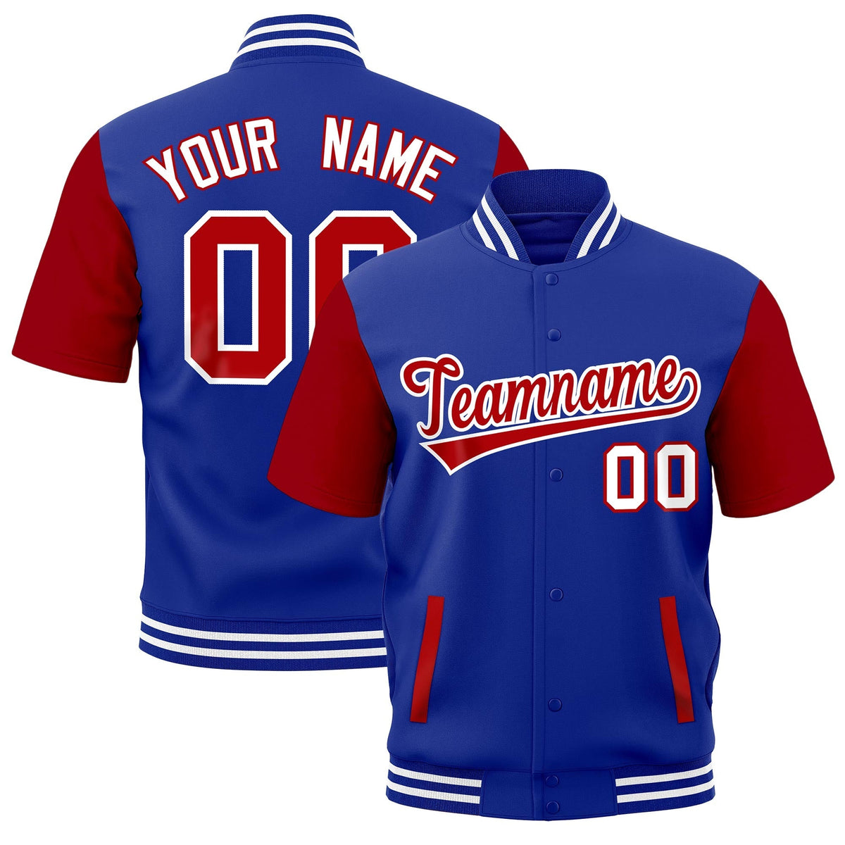 Custom Red Royal Blue White Full-Snap Classic Style Jacket| KXKSHOP