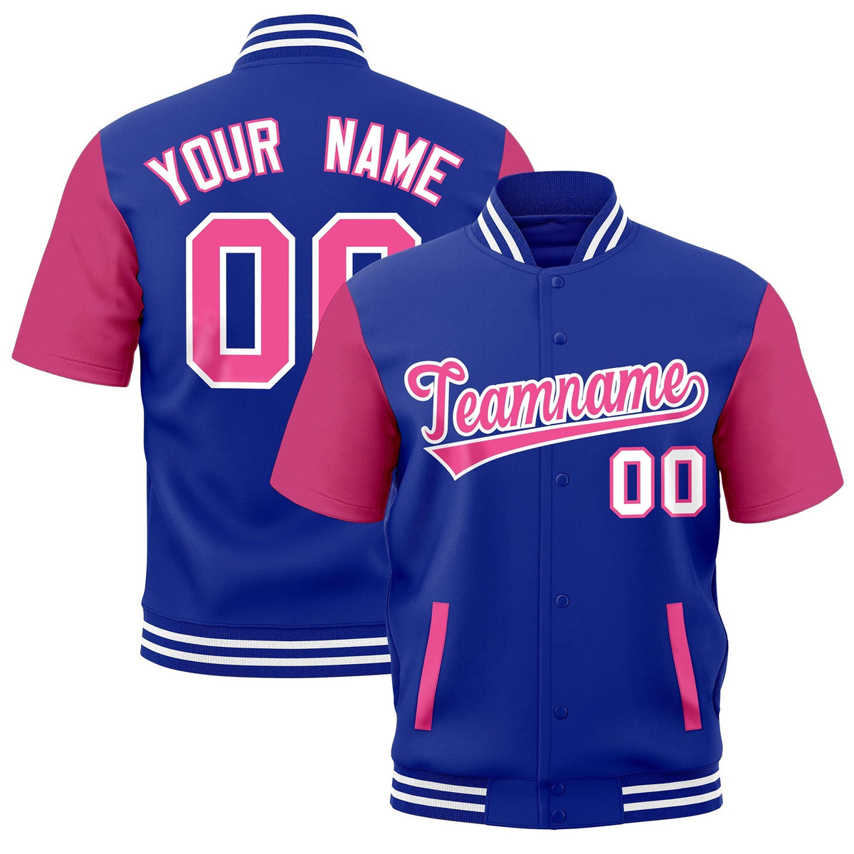 Custom Royal Blue White Full-Snap Classic Style Jacket| KXKSHOP