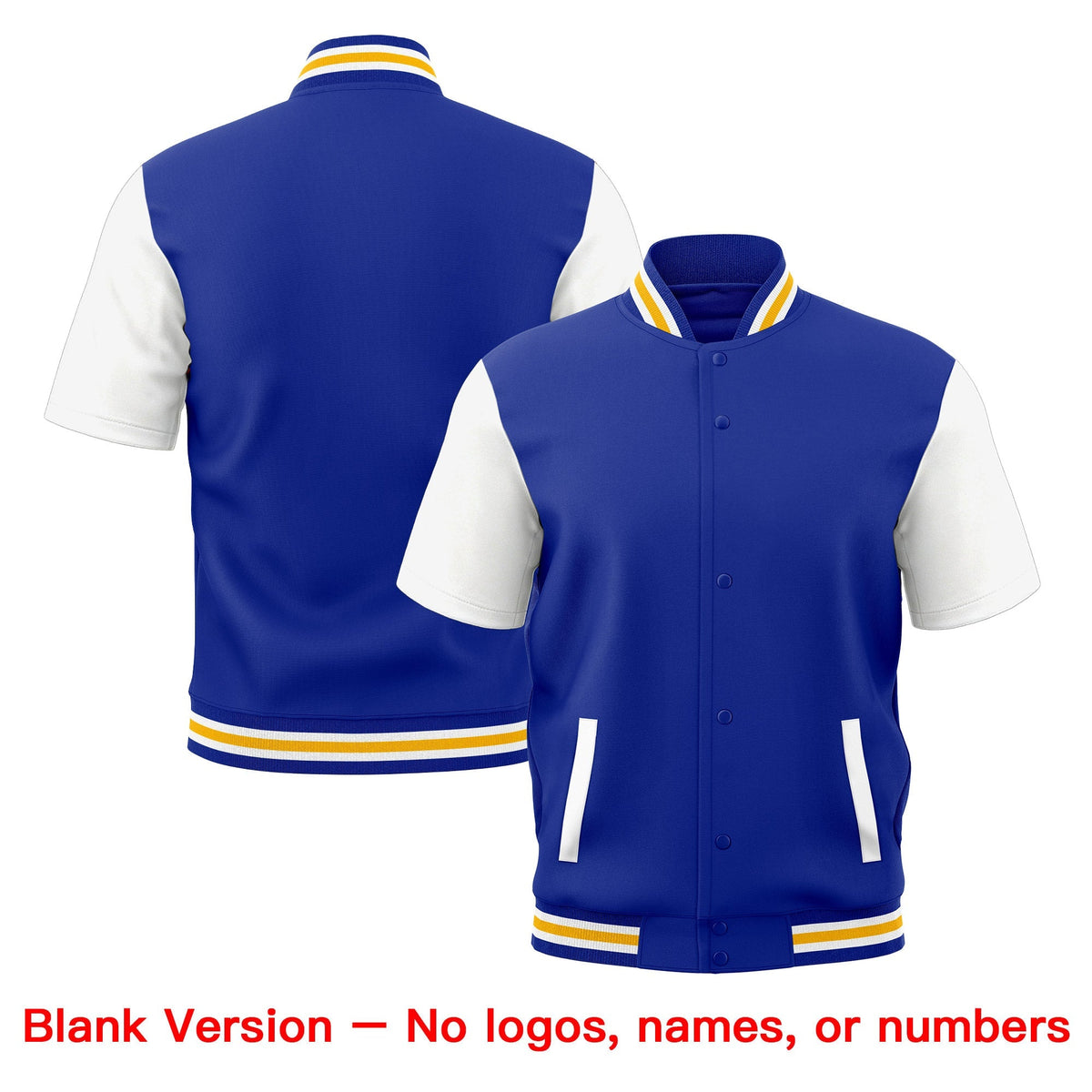Custom White Royal Blue Gold Full-Snap Classic Style Jacket| KXKSHOP