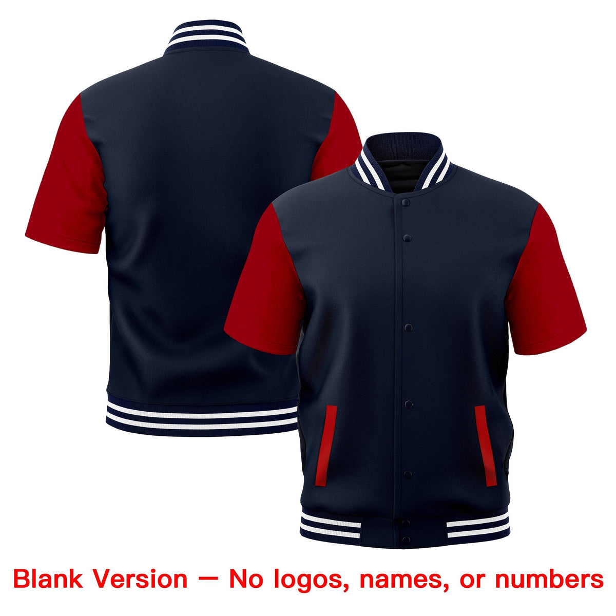 Custom Red Navy White Full-Snap Classic Style Jacket| KXKSHOP