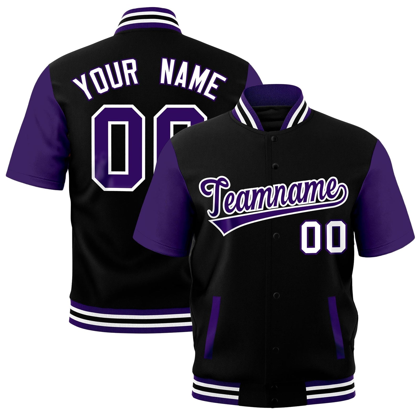 Custom Purple White Black Full-Snap Classic Style Jacket| KXKSHOP