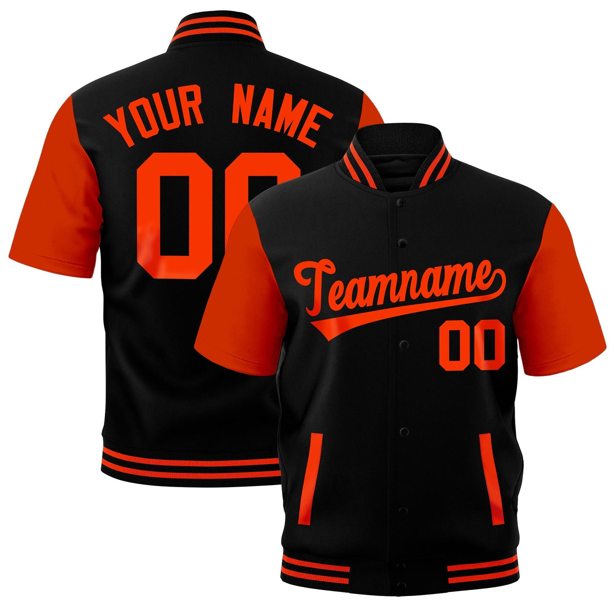 Custom Orange Black Full-Snap Classic Style Jacket| KXKSHOP