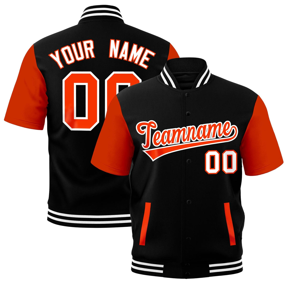 Custom Orange Black White Full-Snap Classic Style Jacket| KXKSHOP