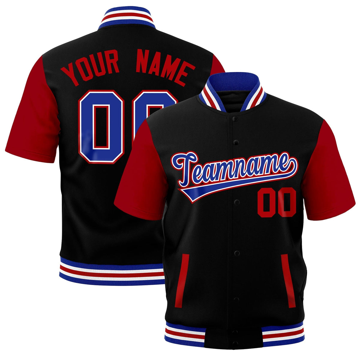 Custom Red Royal Blue White Full-Snap Classic Style Jacket| KXKSHOP