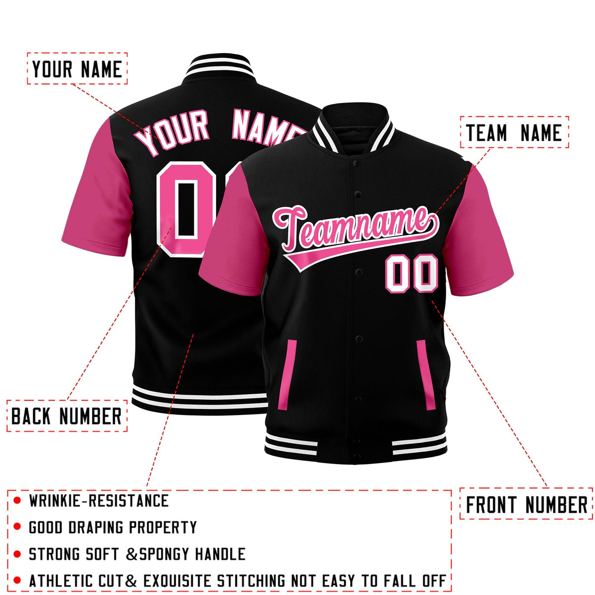 Custom Black White Full-Snap Classic Style Jacket| KXKSHOP