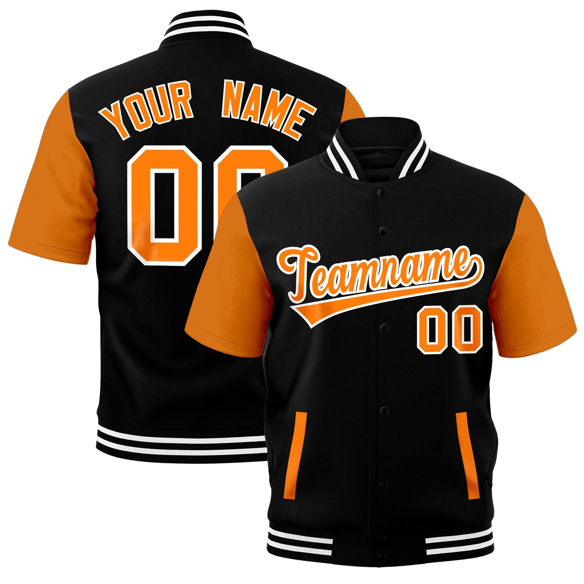 Custom Gold Orange Black White Full-Snap Classic Style Jacket| KXKSHOP