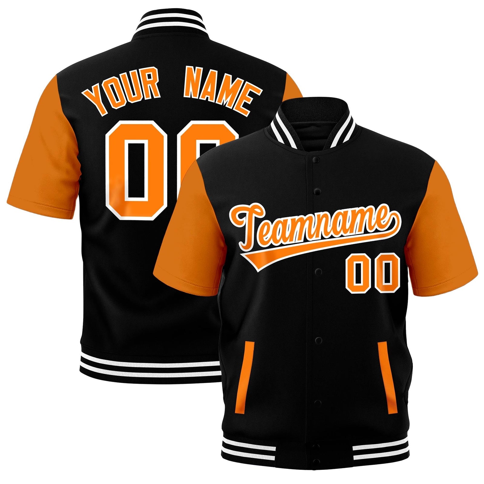 Custom Gold Orange Black White Full-Snap Classic Style Jacket| KXKSHOP