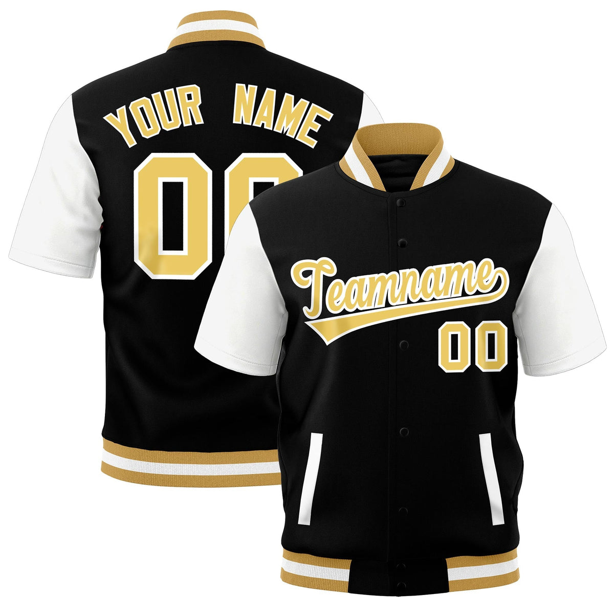 Custom White Old Gold Full-Snap Classic Style Jacket| KXKSHOP