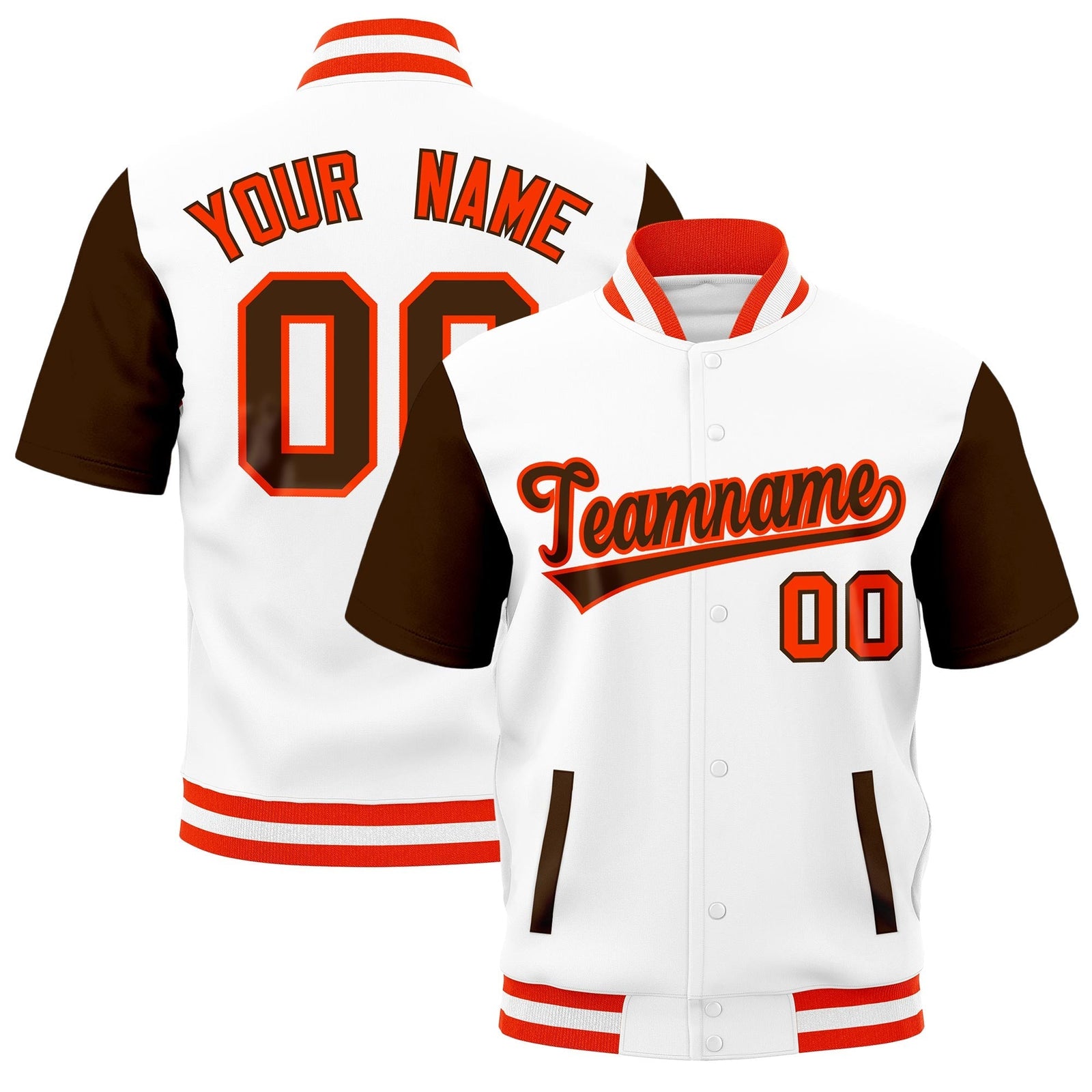 Custom Brown Orange White Full-Snap Classic Style Jacket| KXKSHOP