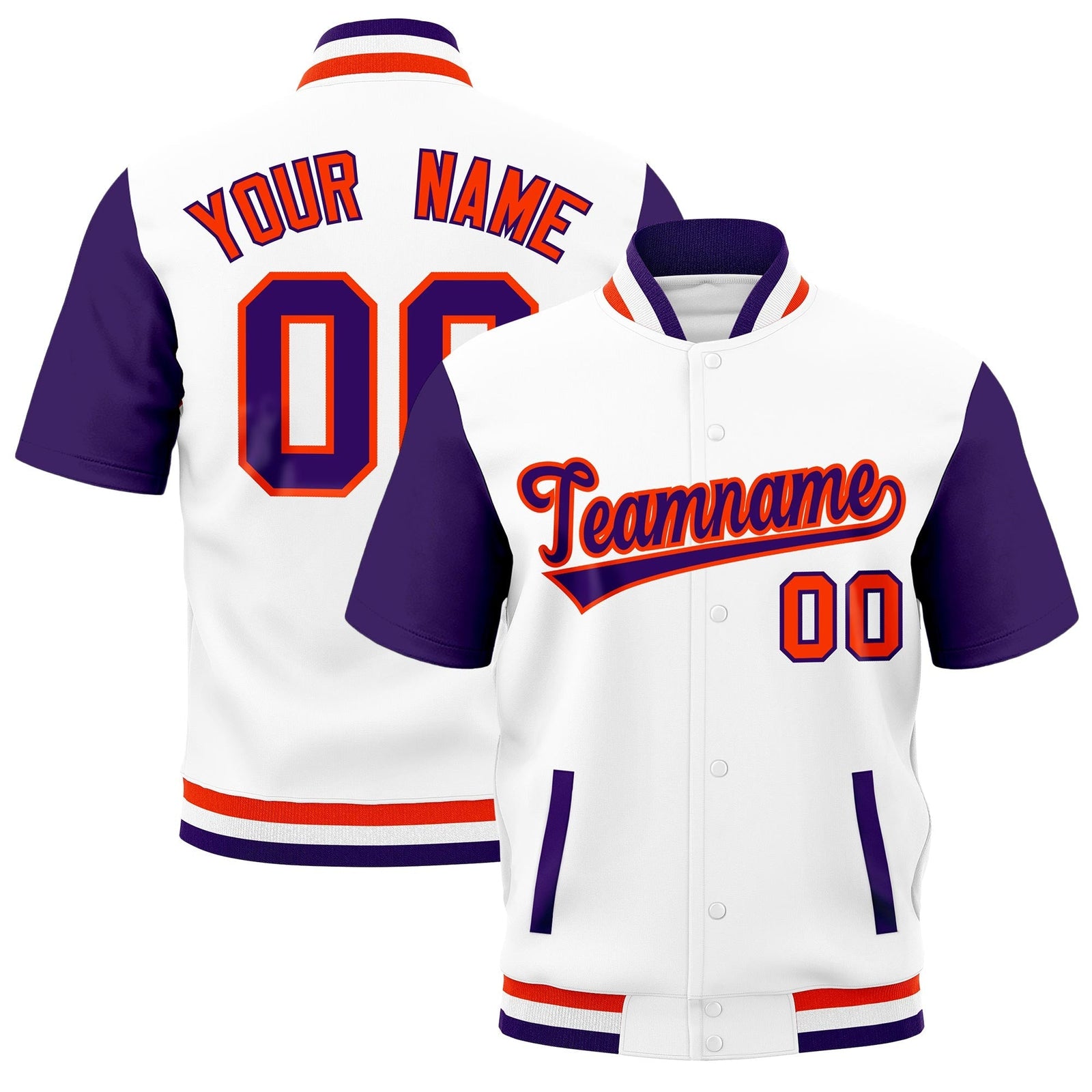 Custom Purple Orange White Full-Snap Classic Style Jacket| KXKSHOP