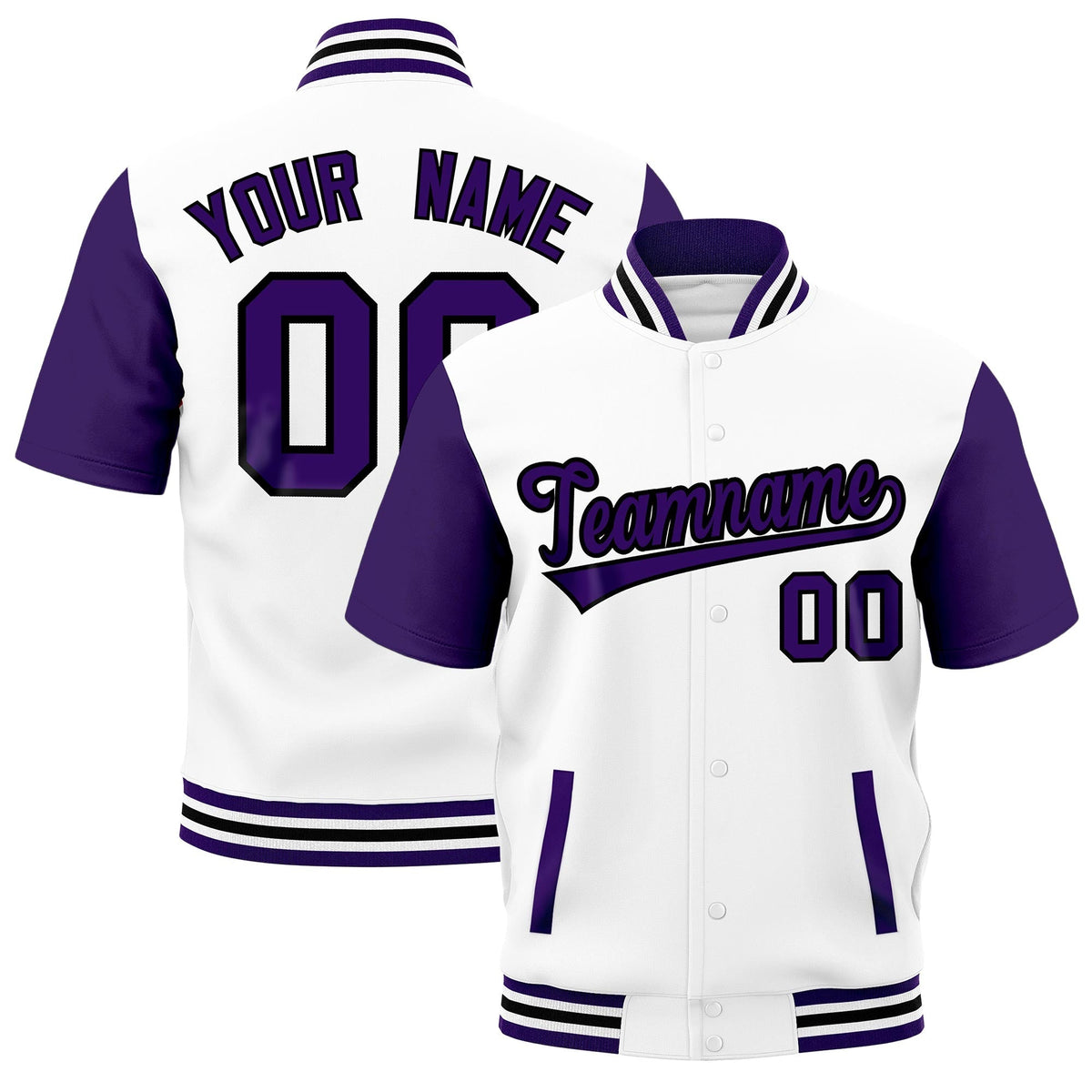 Custom Purple White Black Full-Snap Classic Style Jacket| KXKSHOP