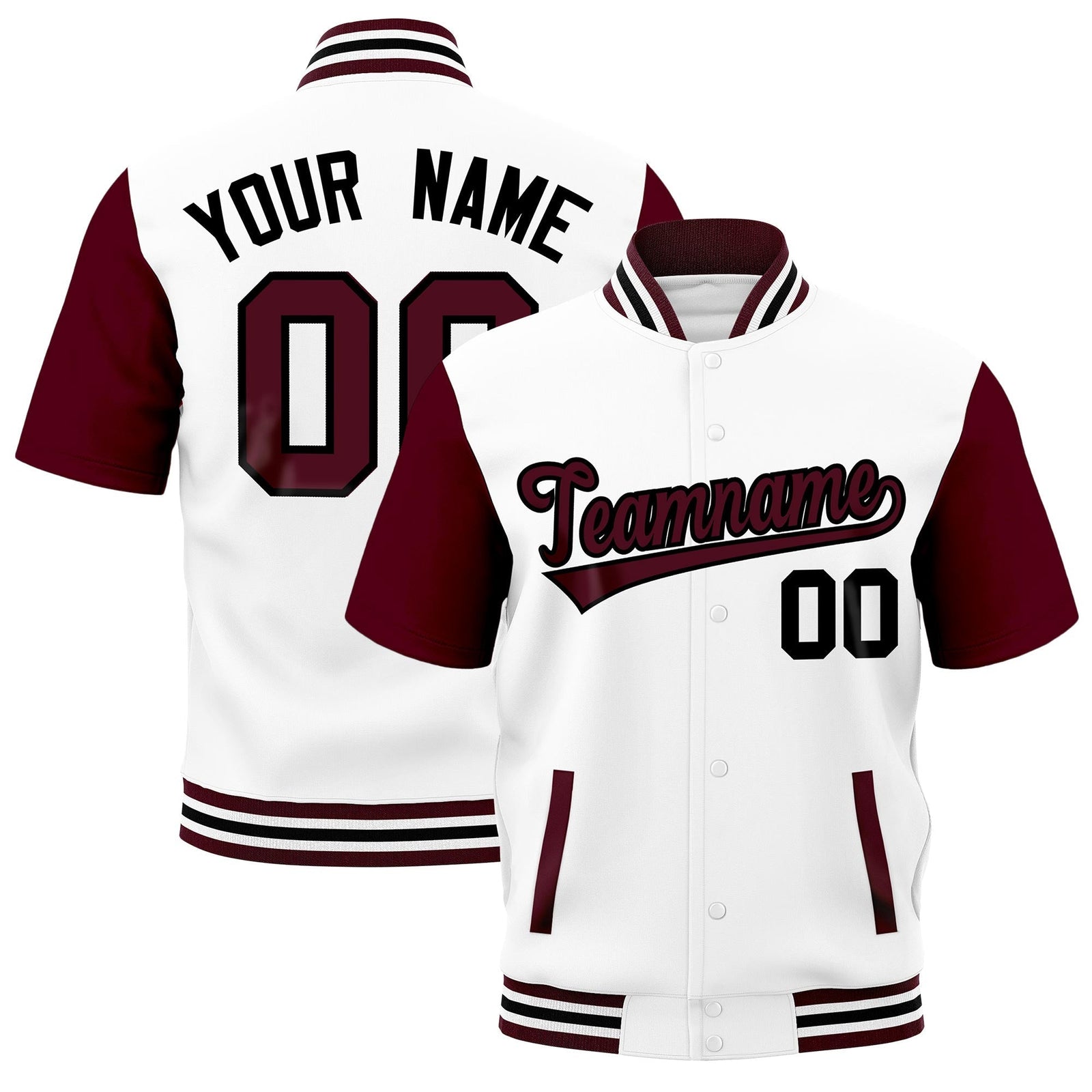Custom Gray Crimson White Full-Snap Classic Style Jacket| KXKSHOP