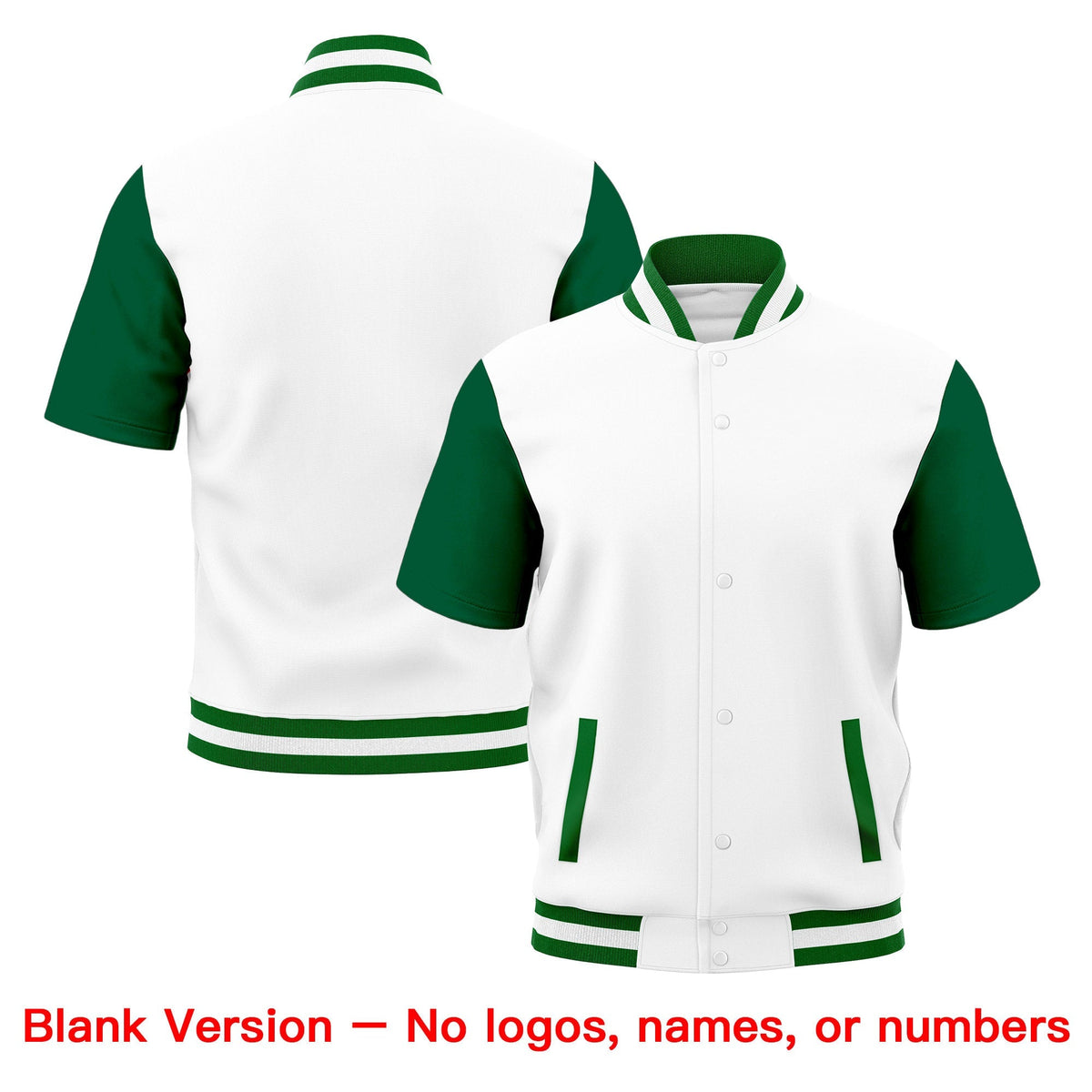 Custom Kelly Green White Full-Snap Classic Style Jacket| KXKSHOP