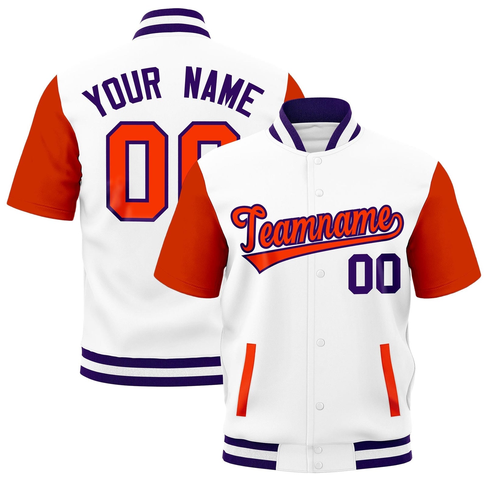 Custom Orange Purple White Full-Snap Classic Style Jacket| KXKSHOP