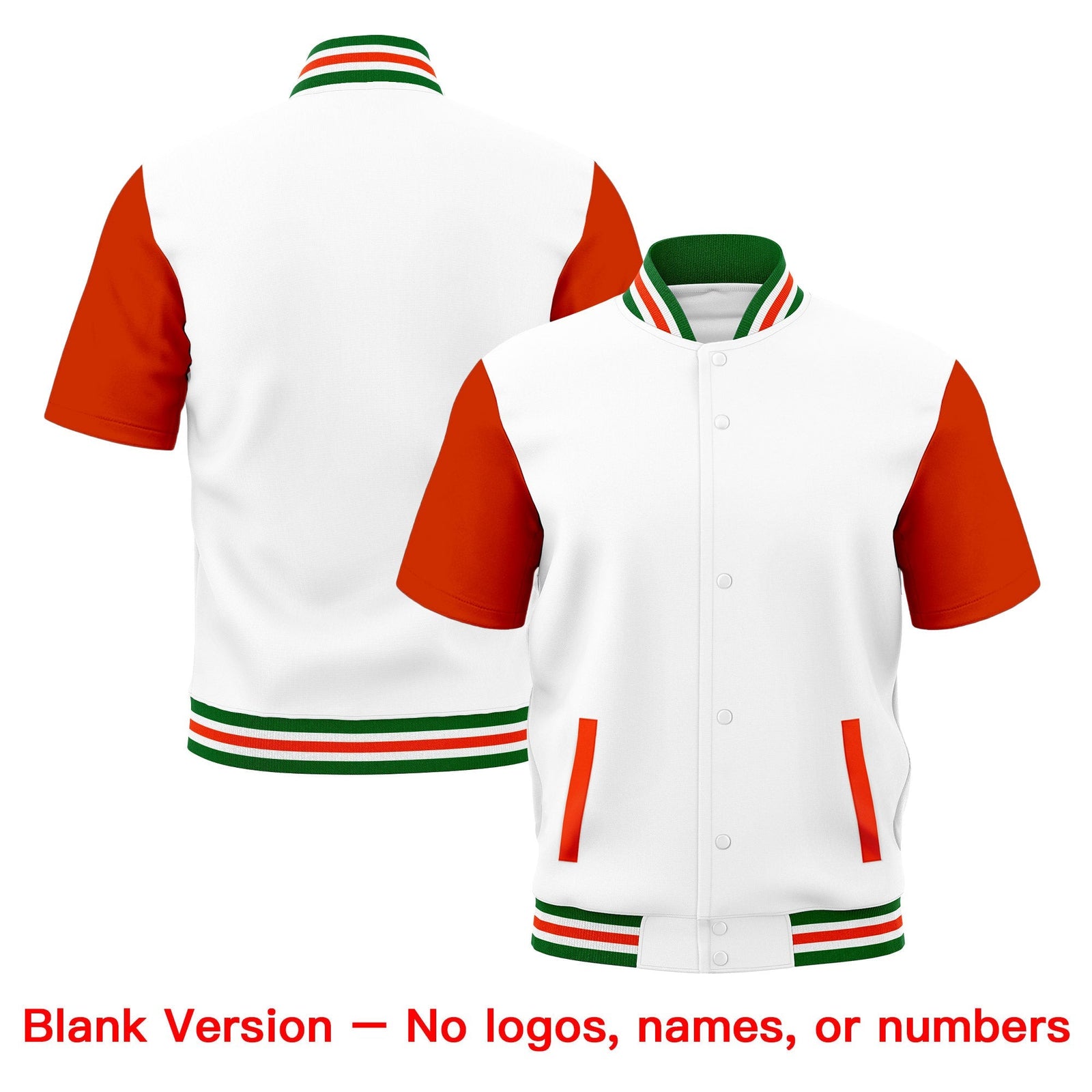 Custom Orange Kelly Green White Full-Snap Classic Style Jacket| KXKSHOP