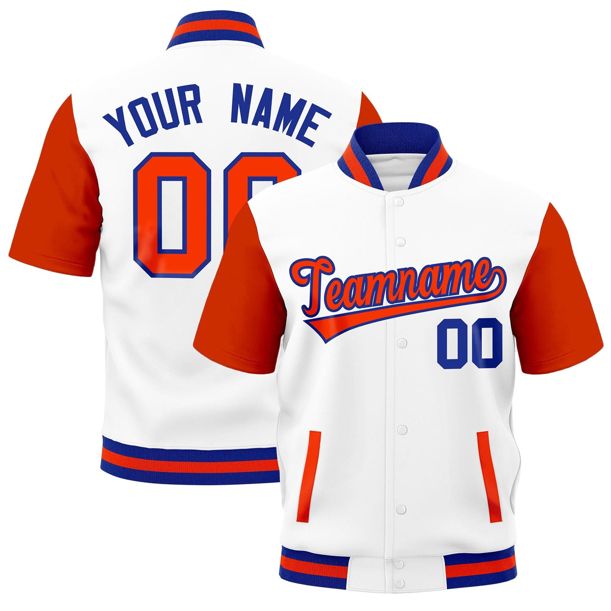 Custom Orange Royal Blue Full-Snap Classic Style Jacket| KXKSHOP
