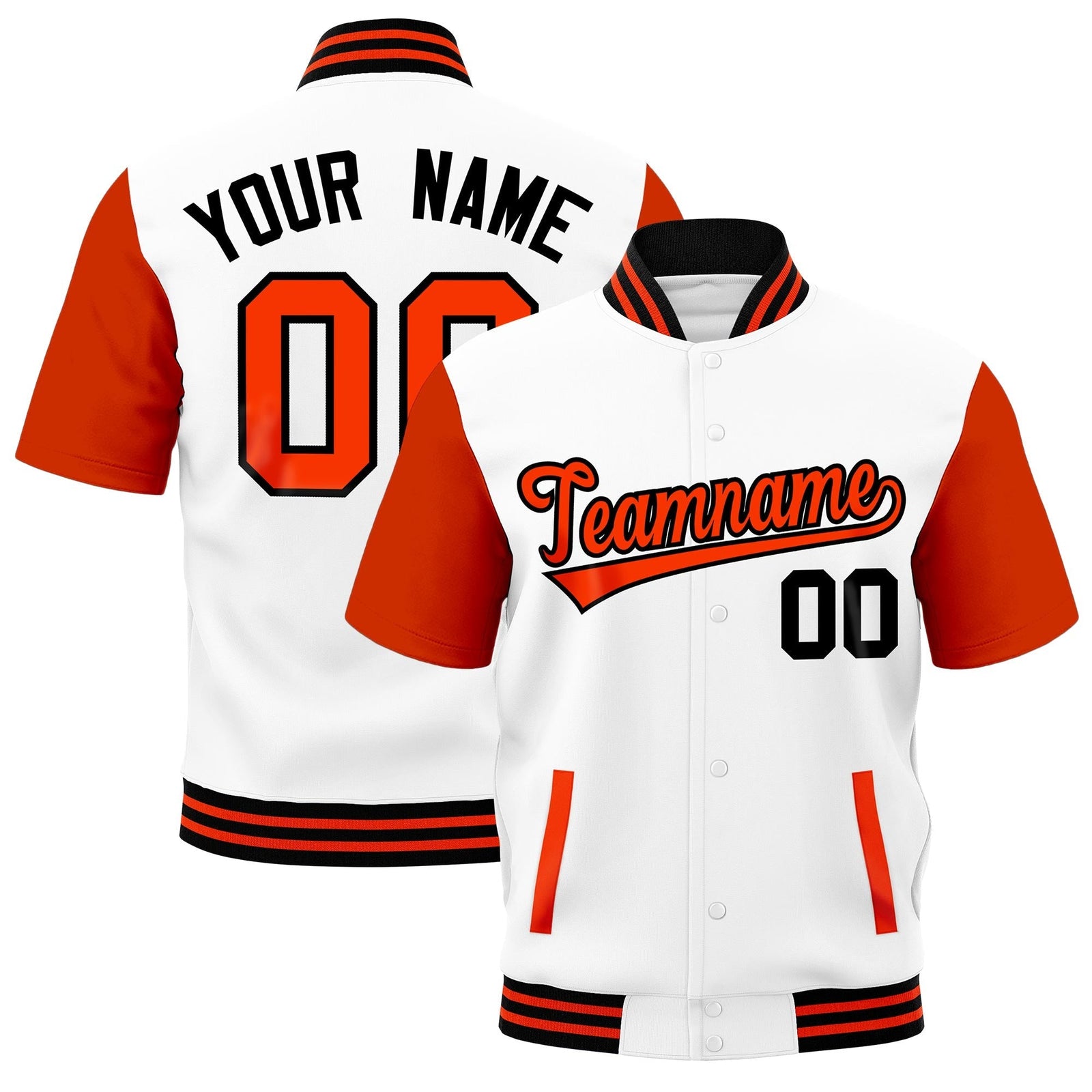 Custom Orange Black Full-Snap Classic Style Jacket| KXKSHOP