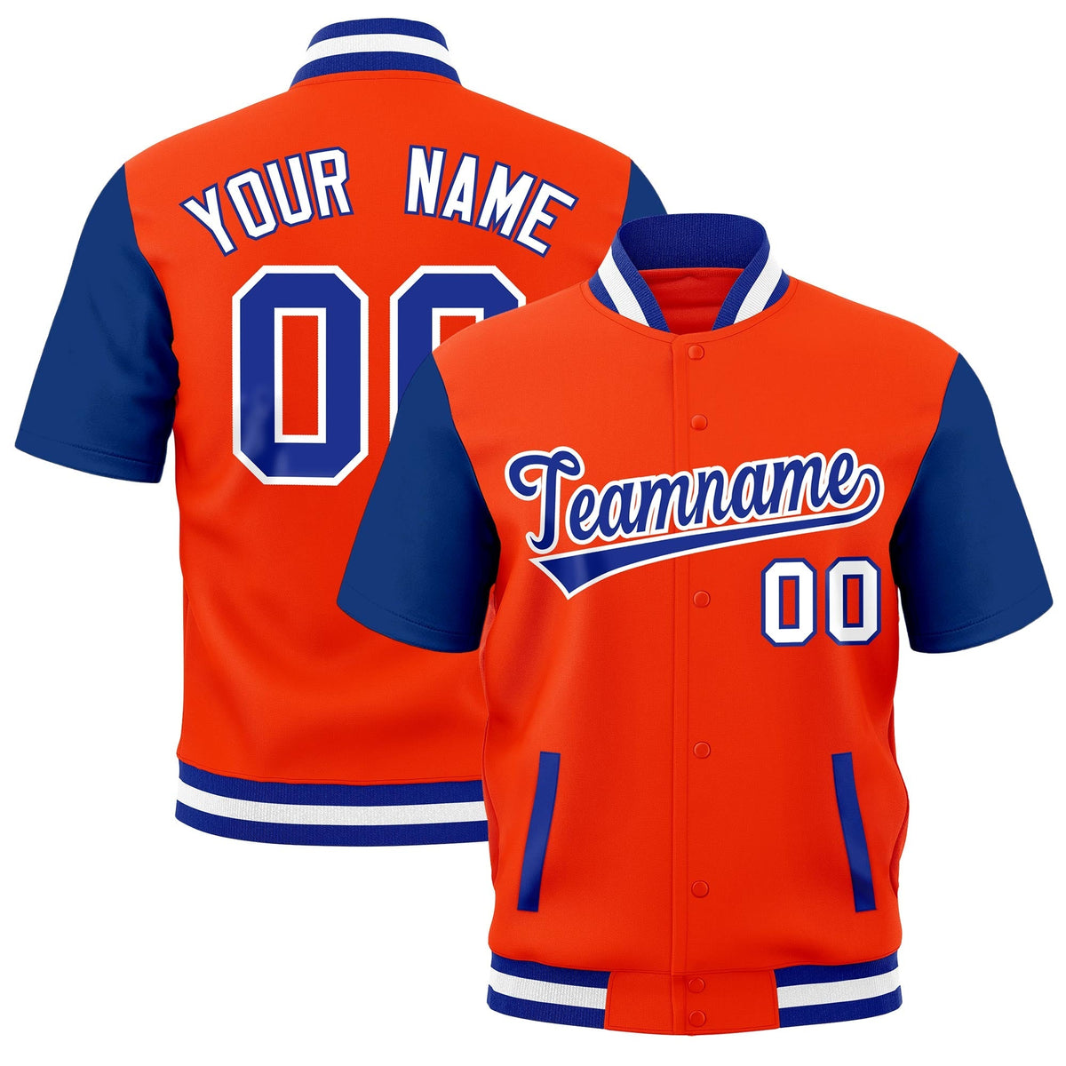Custom Royal Blue White Full-Snap Classic Style Jacket| KXKSHOP