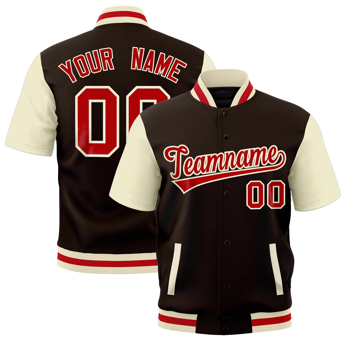 Custom Cream Red Full-Snap Classic Style Jacket| KXKSHOP