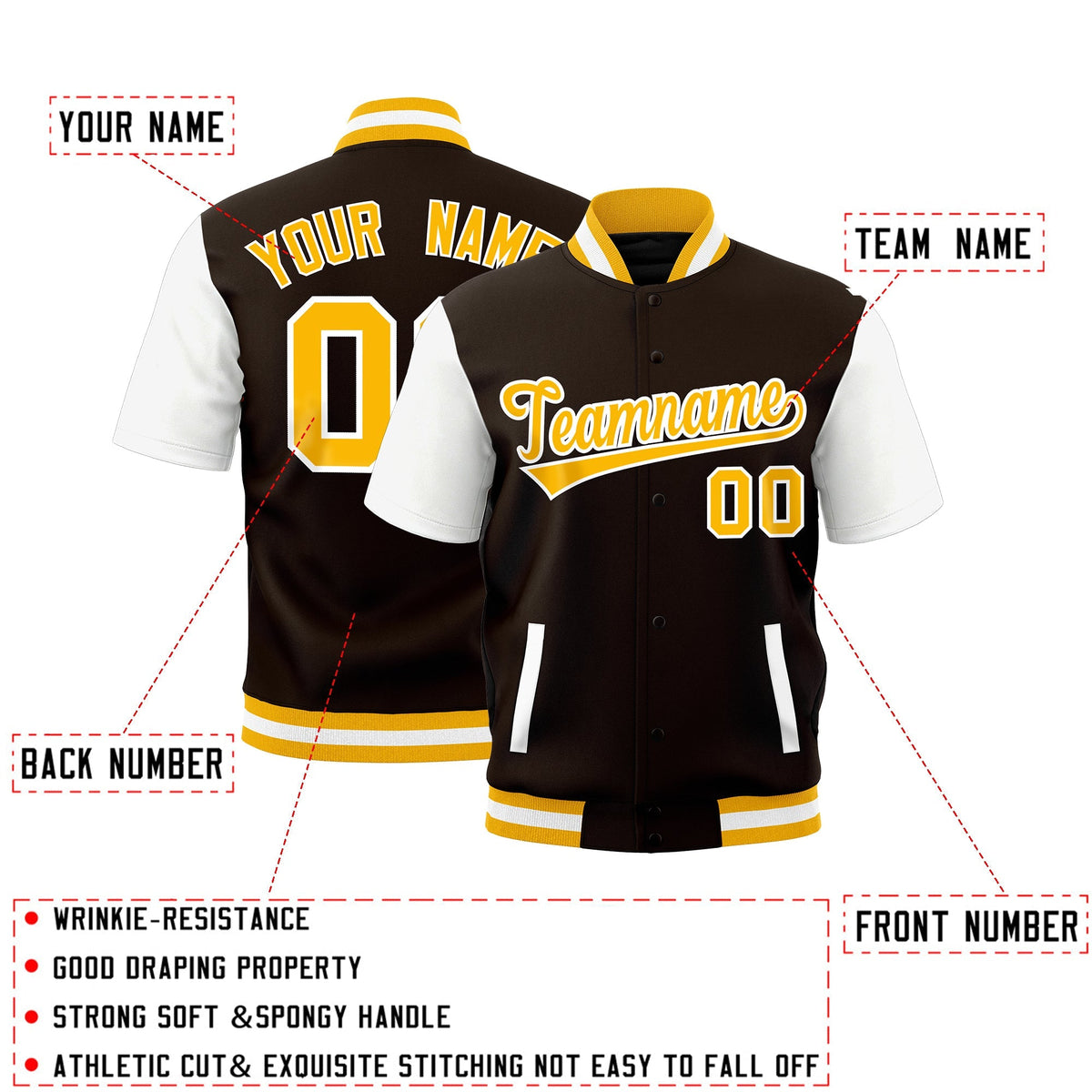 Custom White Gold Full-Snap Classic Style Jacket| KXKSHOP