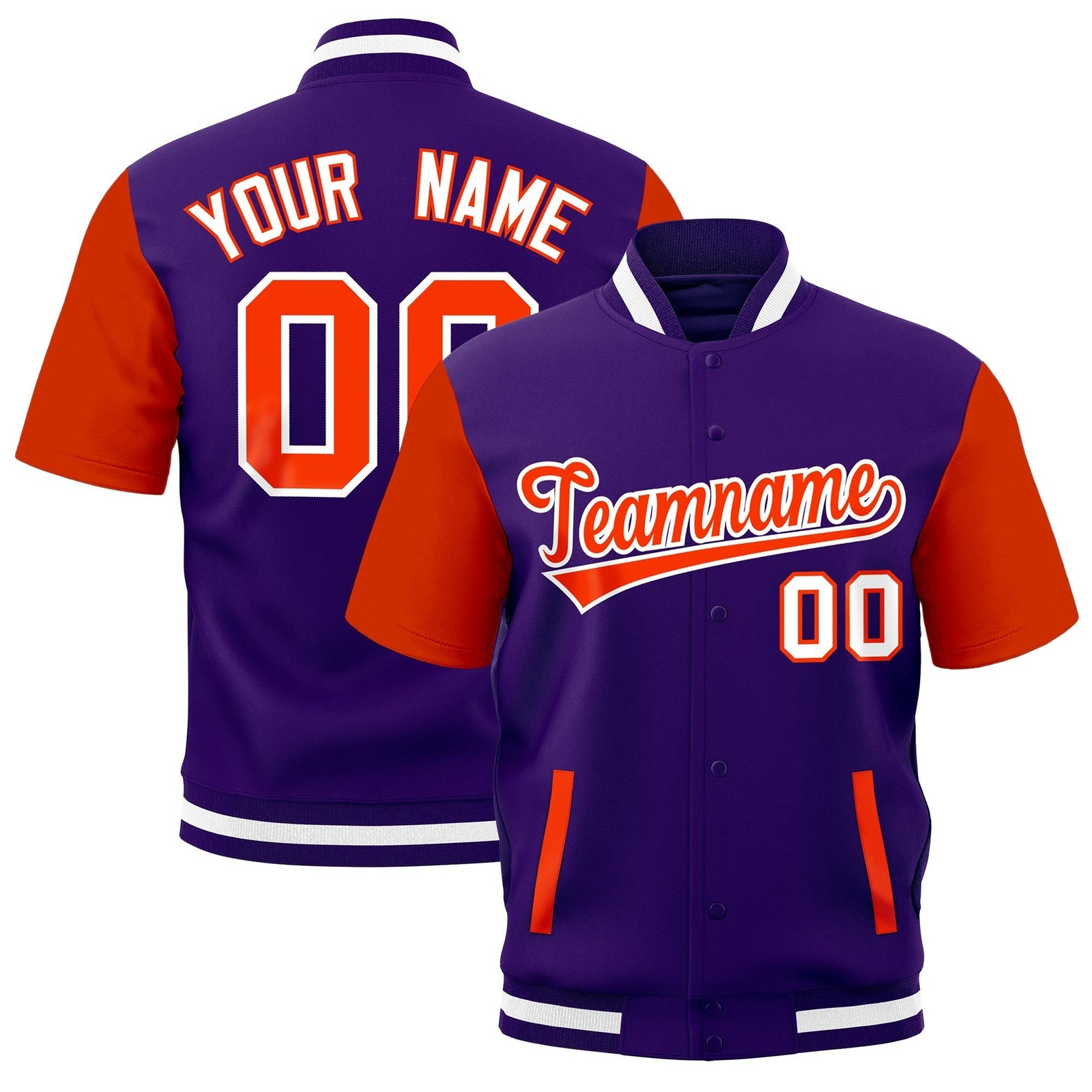 Custom Orange Purple White Full-Snap Classic Style Jacket| KXKSHOP