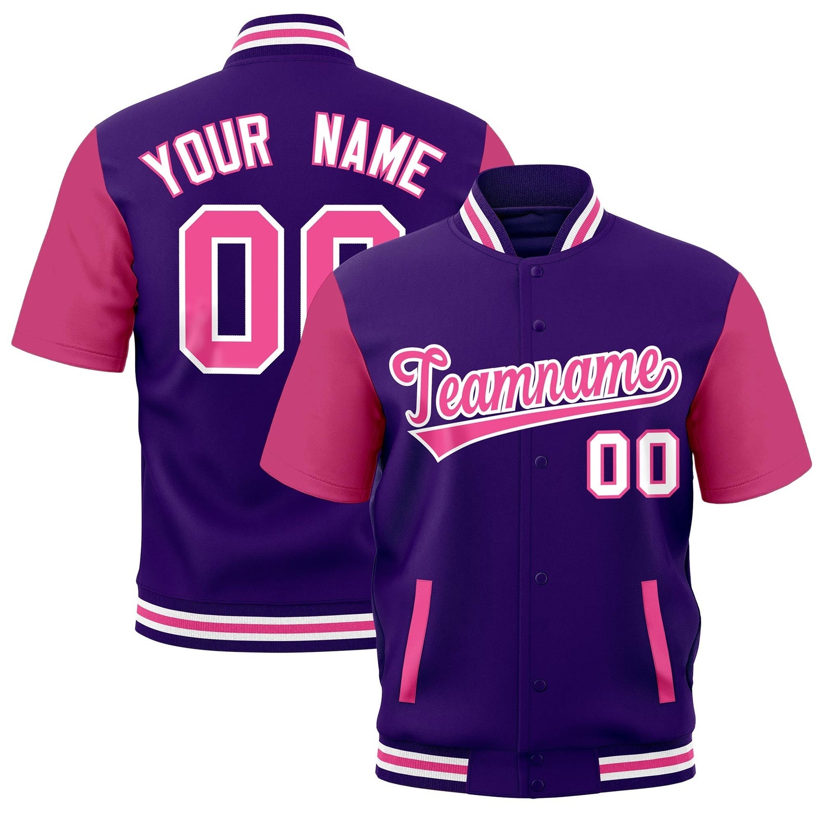 Custom Purple White Pink Full-Snap Classic Style Jacket| KXKSHOP