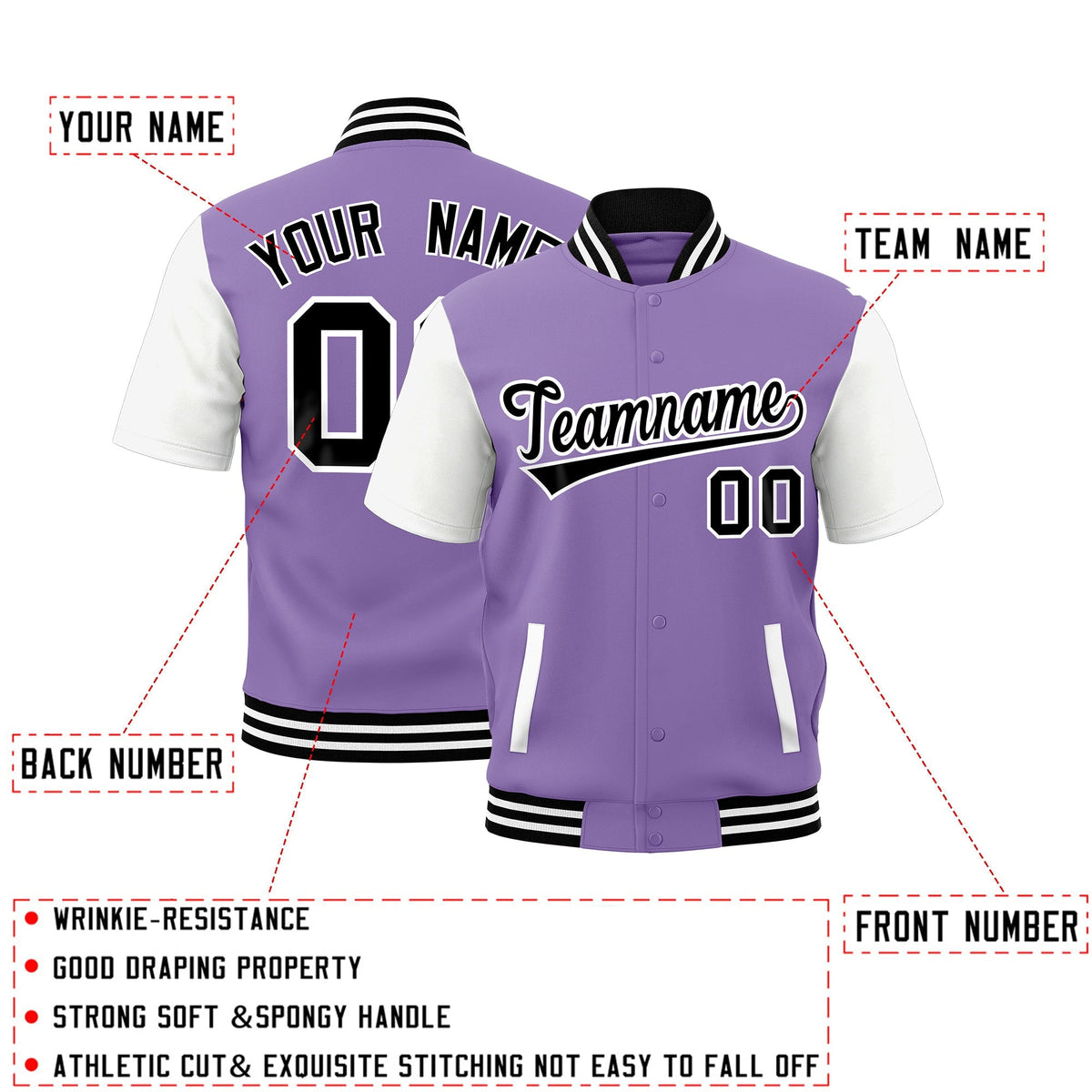Custom White Black Full-Snap Classic Style Jacket| KXKSHOP