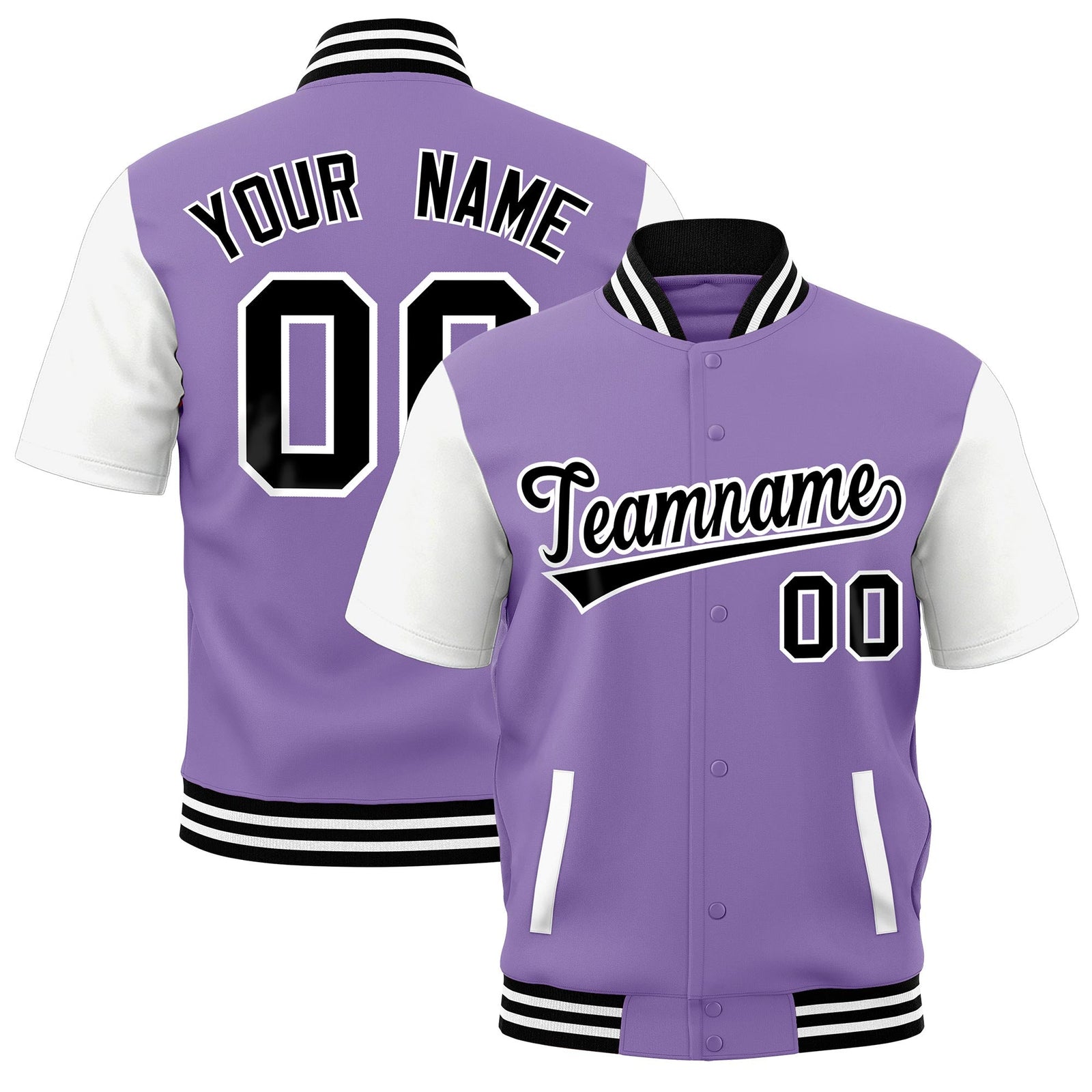 Custom White Black Full-Snap Classic Style Jacket| KXKSHOP