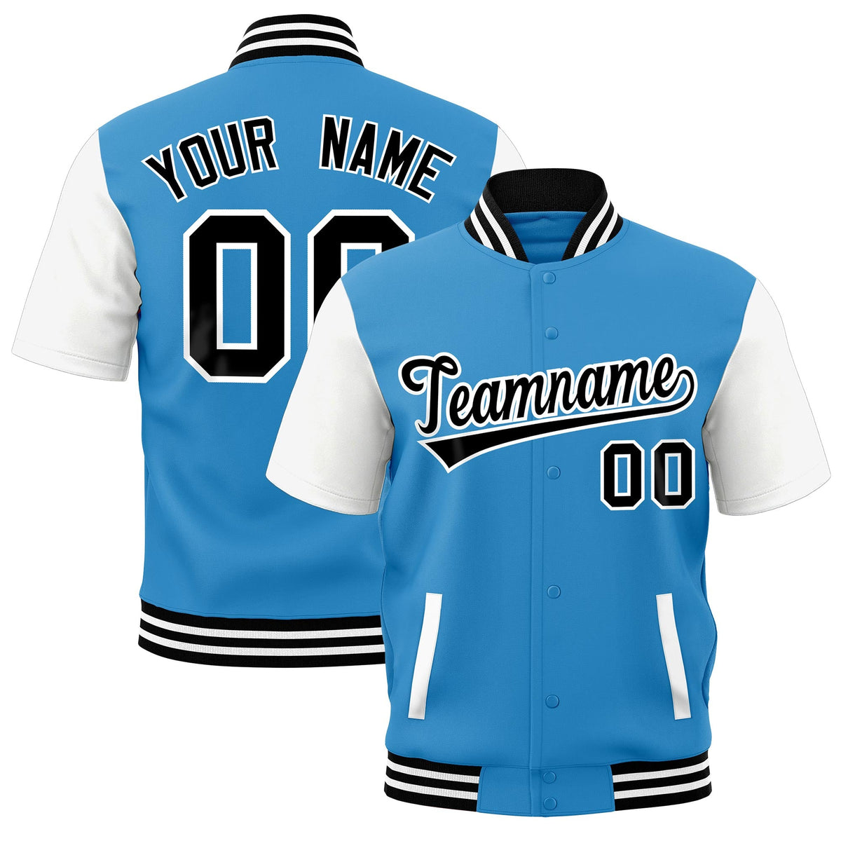 Custom White Black Full-Snap Classic Style Jacket| KXKSHOP
