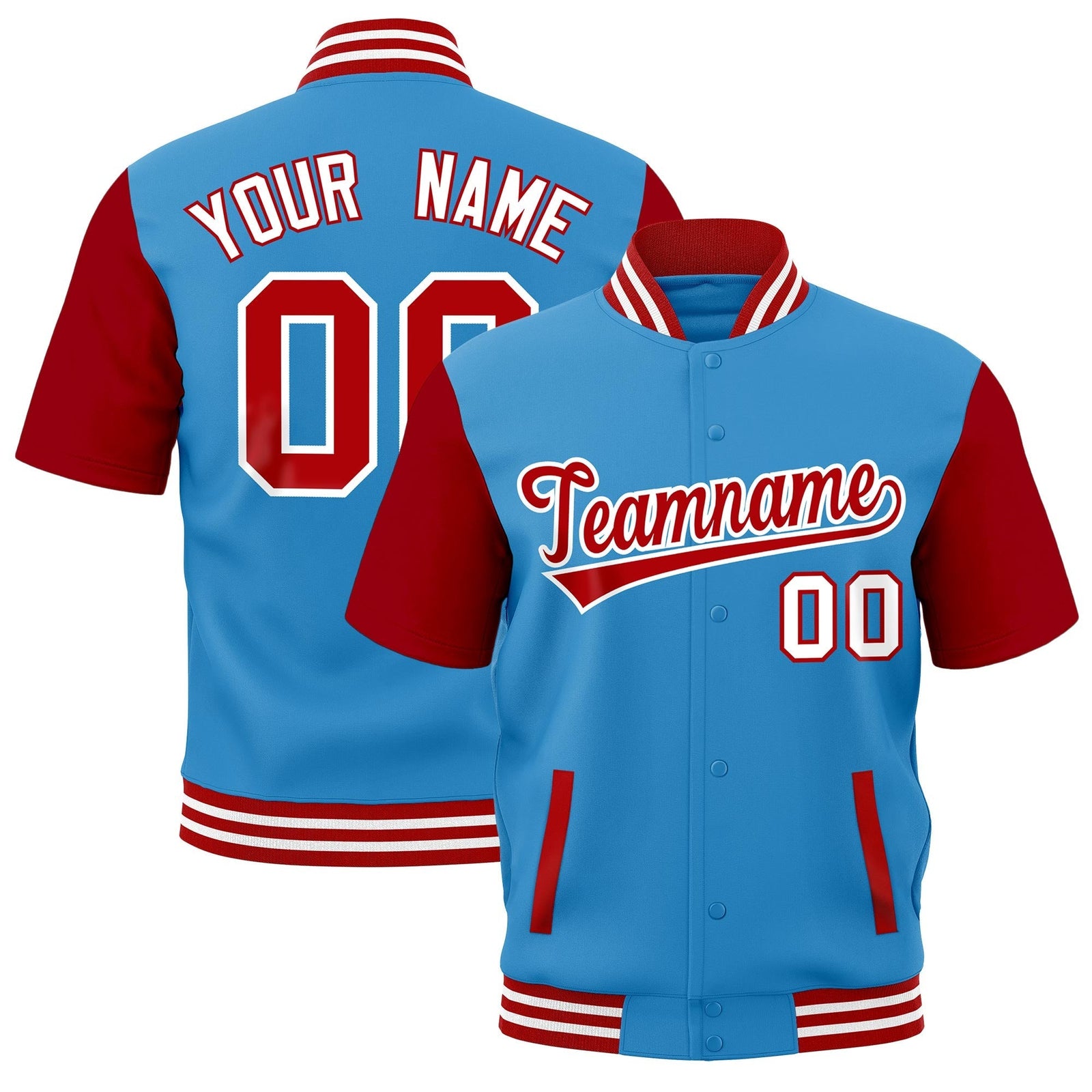 Custom Red White Full-Snap Classic Style Jacket| KXKSHOP