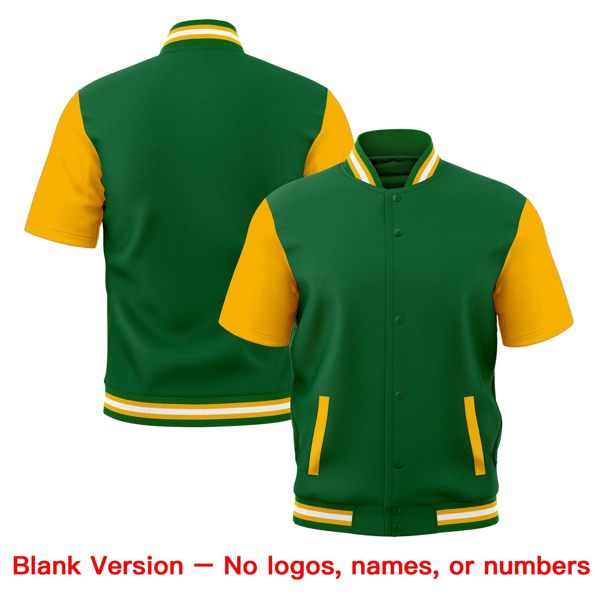 Custom Gold Kelly Green White Full-Snap Classic Style Jacket| KXKSHOP
