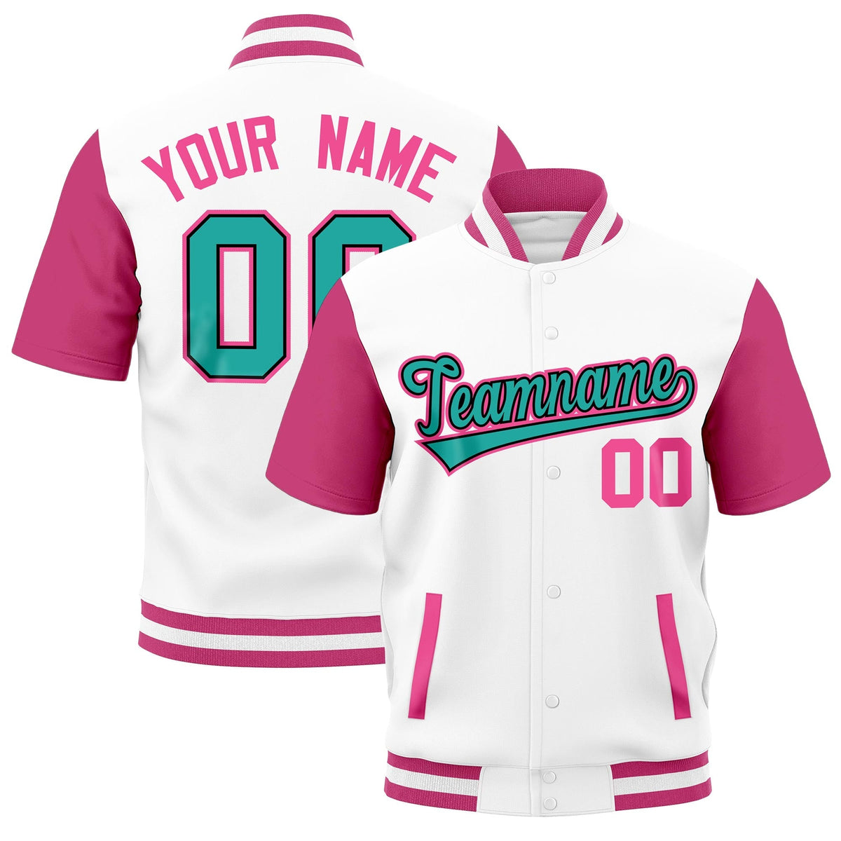 Custom Pink White Full-Snap Classic Style Jacket| KXKSHOP