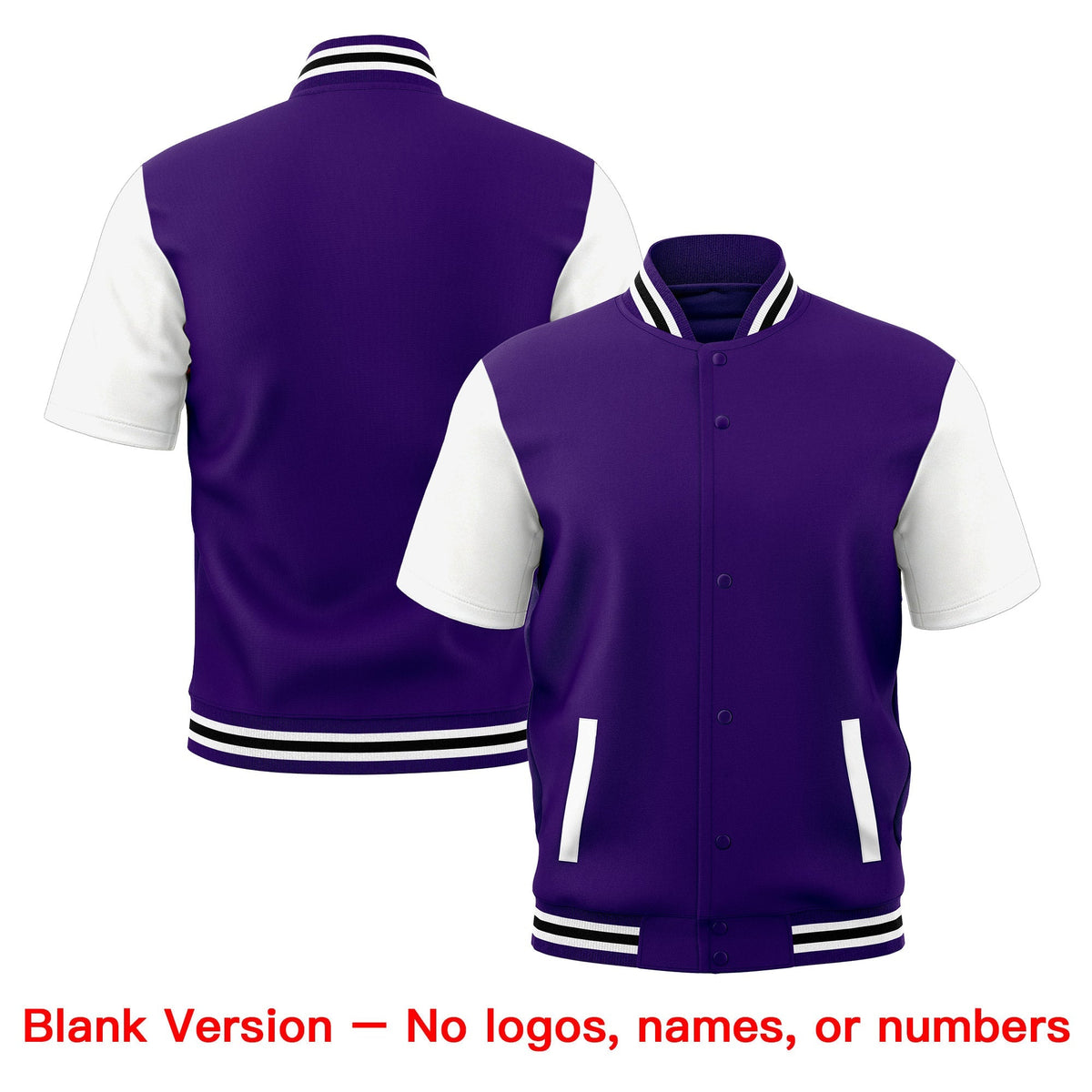 Custom White Purple Black Full-Snap Classic Style Jacket| KXKSHOP