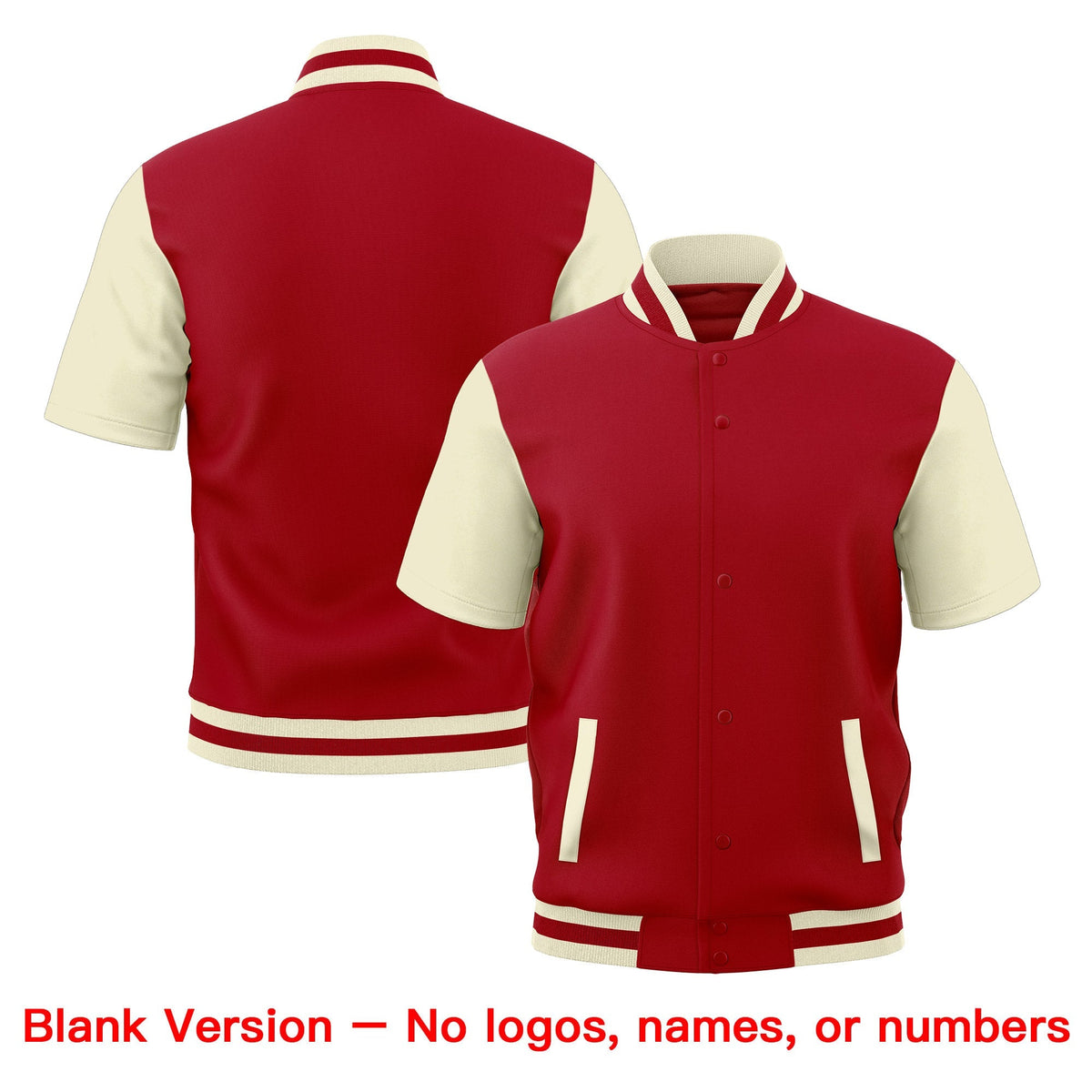 Custom Cream Red Full-Snap Classic Style Jacket| KXKSHOP