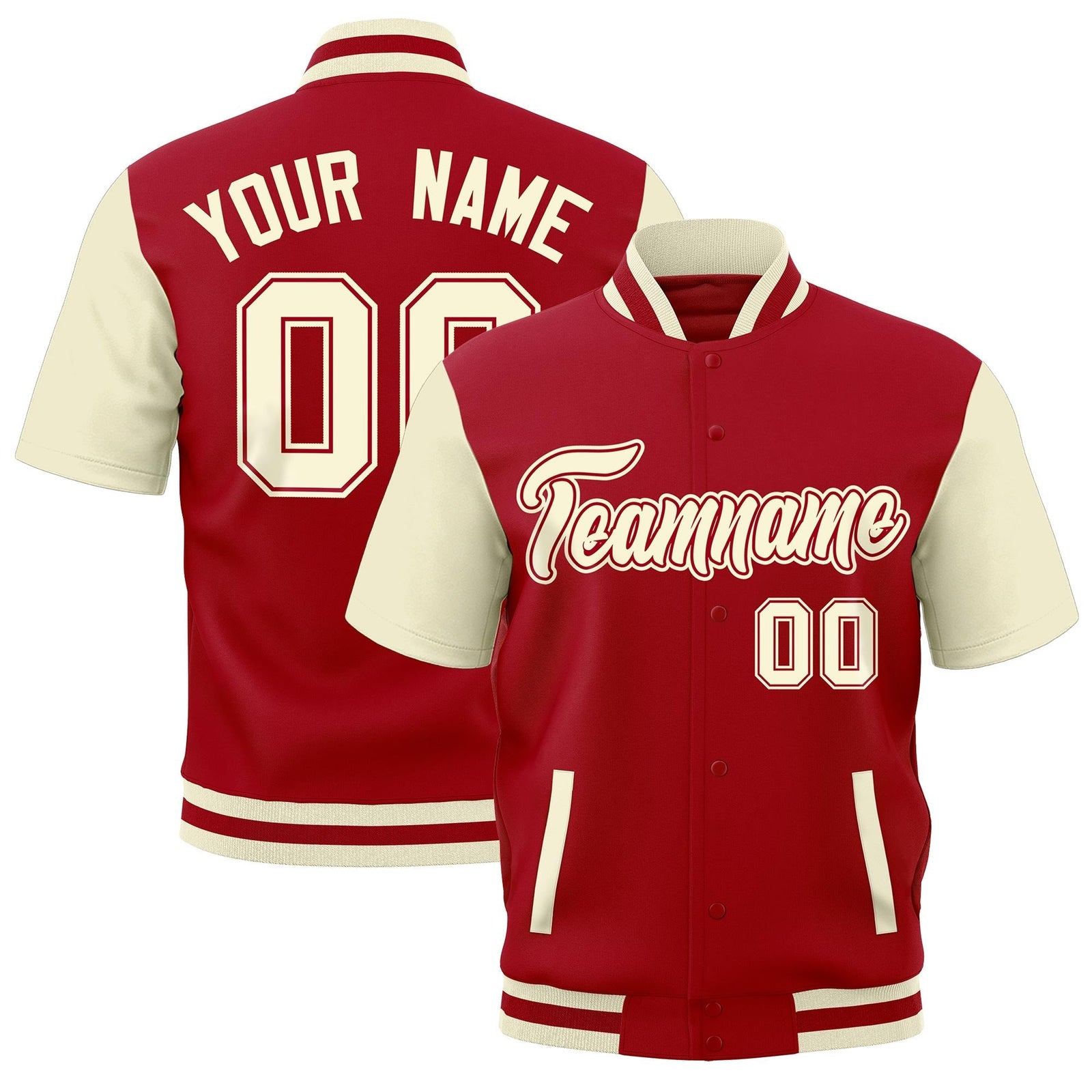 Custom Cream Red Full-Snap Classic Style Jacket| KXKSHOP