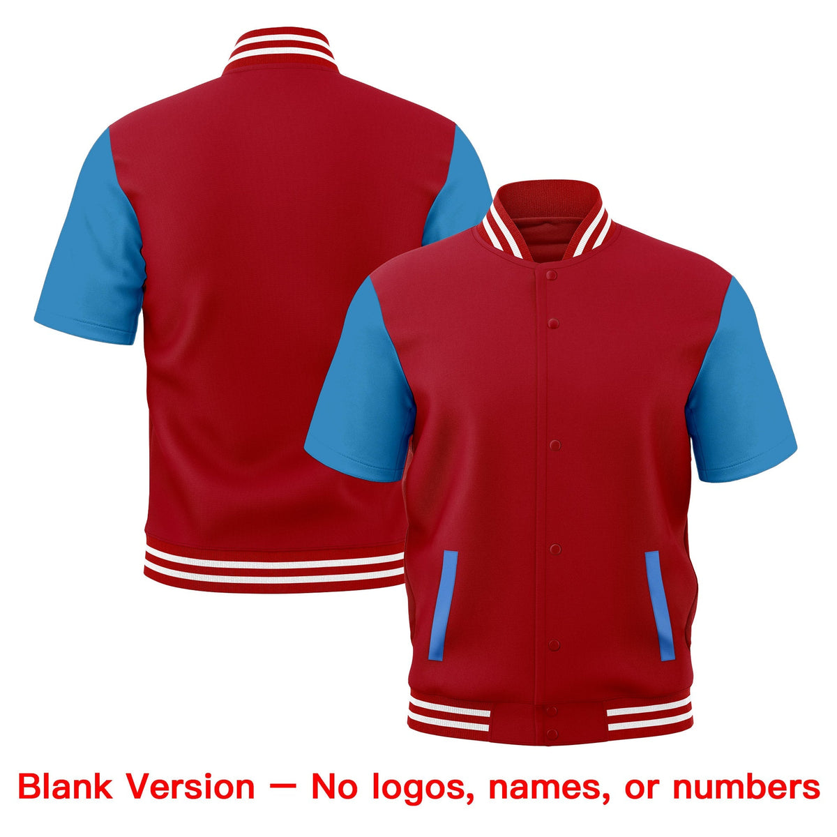 Custom Powder Blue Red Full-Snap Classic Style Jacket| KXKSHOP
