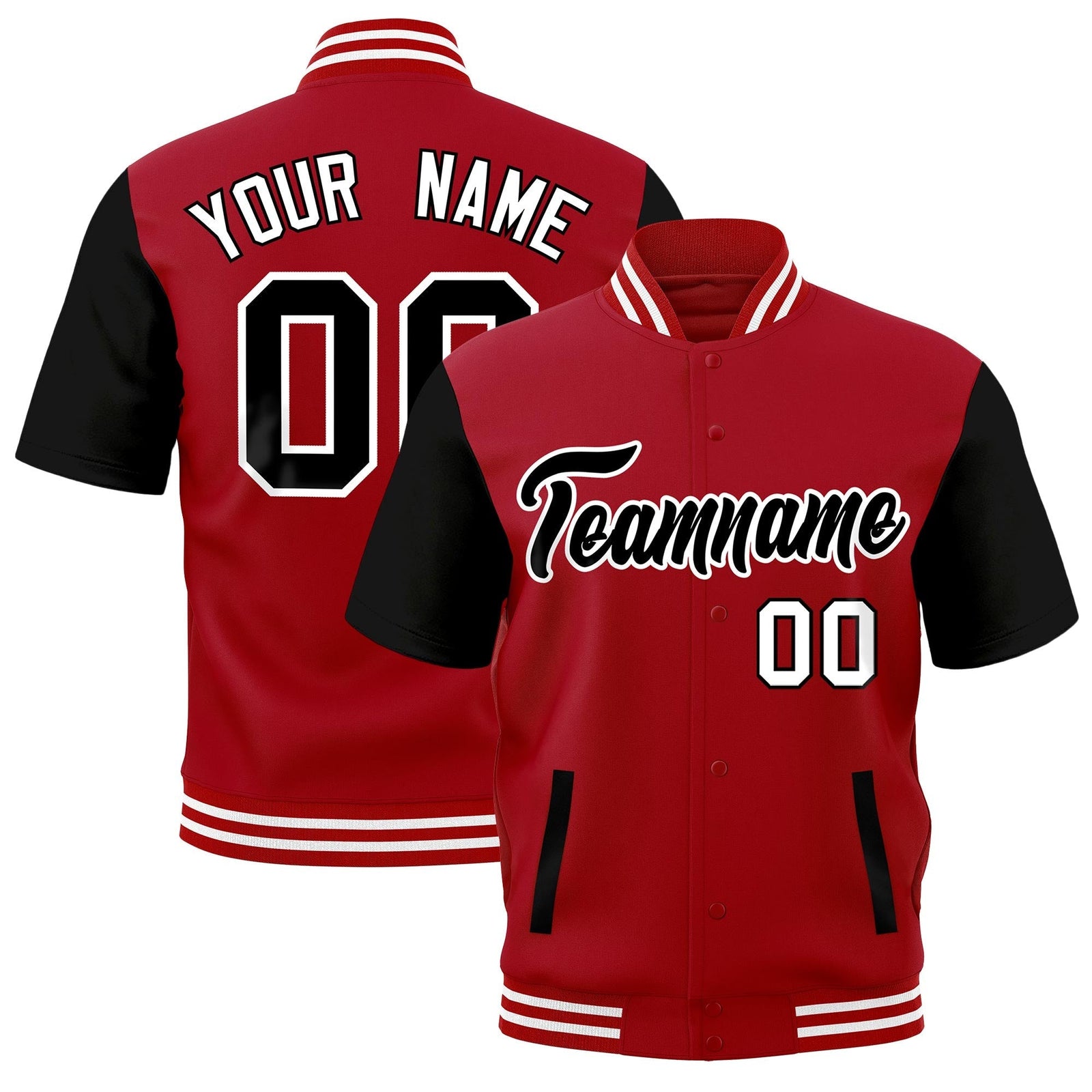 Custom Black Red Full-Snap Classic Style Jacket| KXKSHOP
