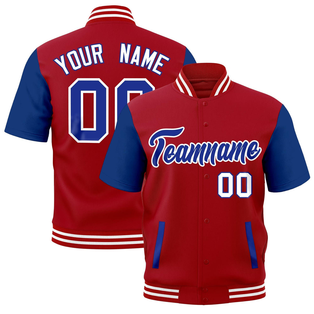 Custom Royal Blue Red White Full-Snap Classic Style Jacket| KXKSHOP