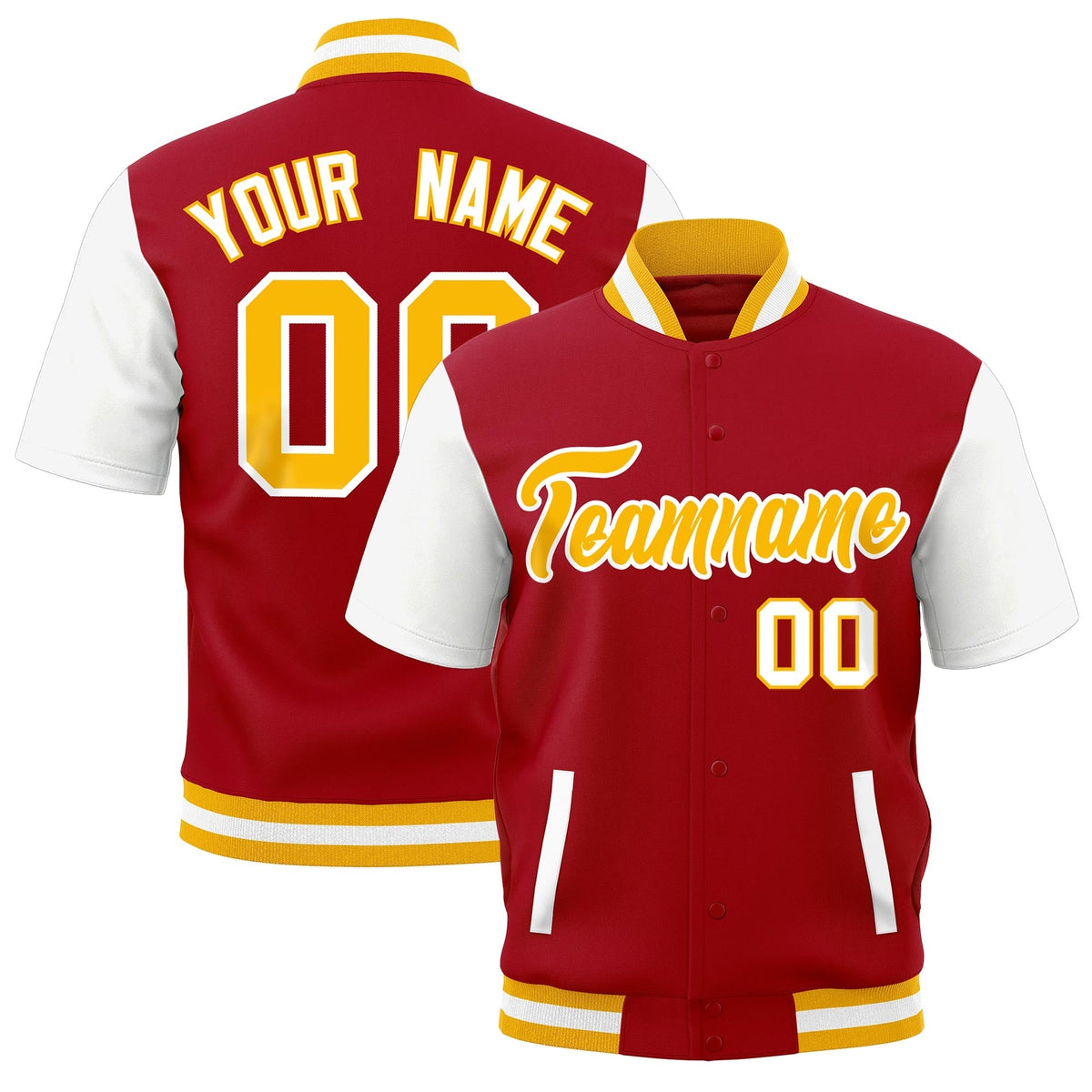 Custom Red White Gold Full-Snap Classic Style Jacket| KXKSHOP