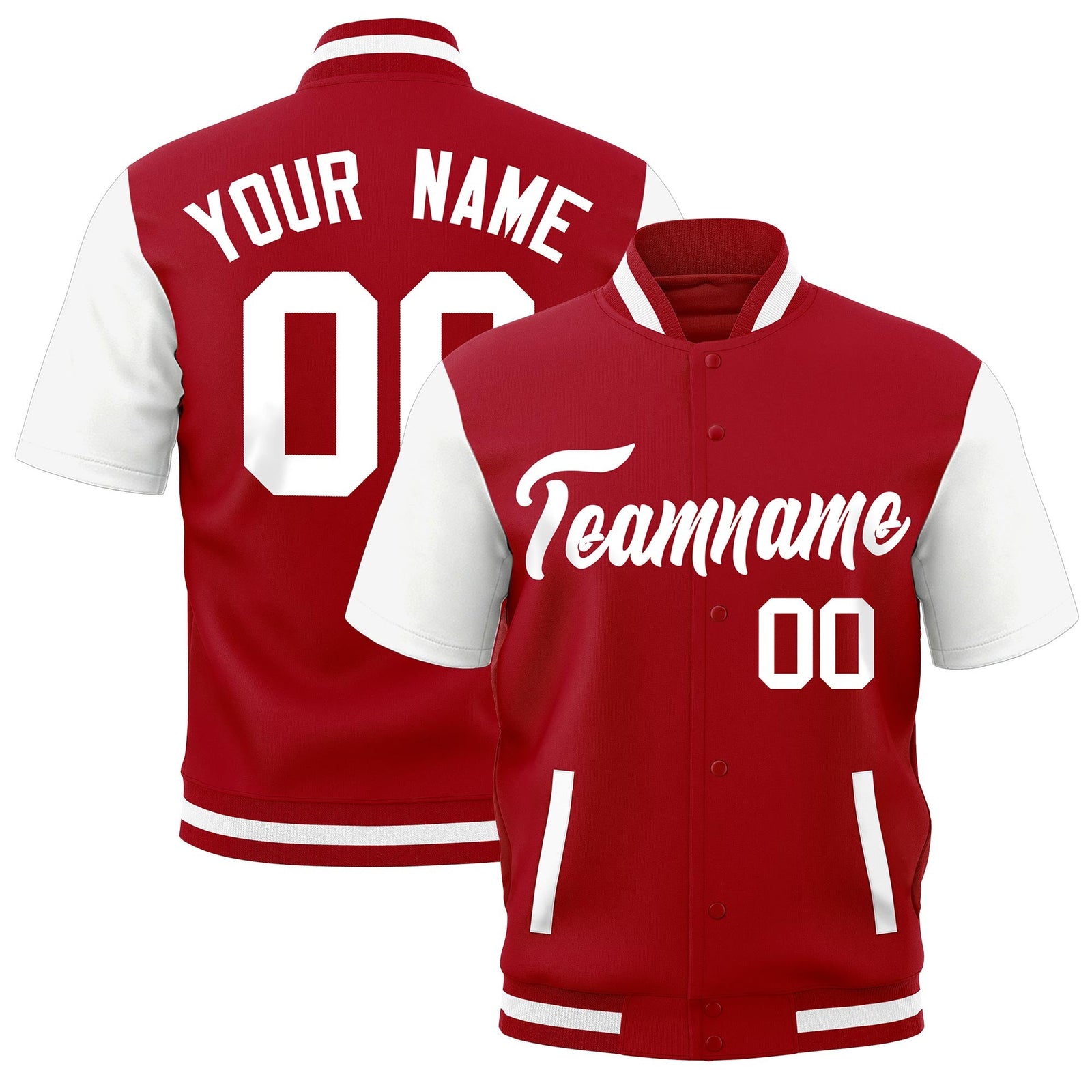 Custom White Red Full-Snap Classic Style Jacket| KXKSHOP