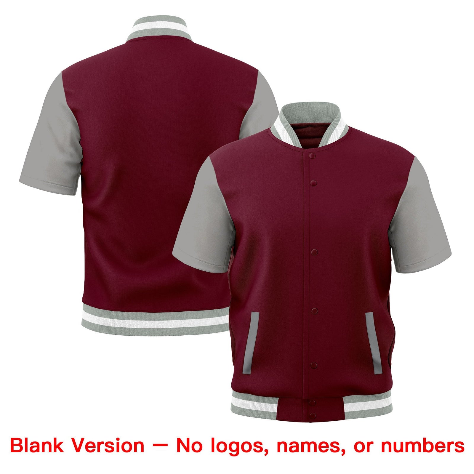Custom Crimson Gray White Full-Snap Classic Style Jacket| KXKSHOP