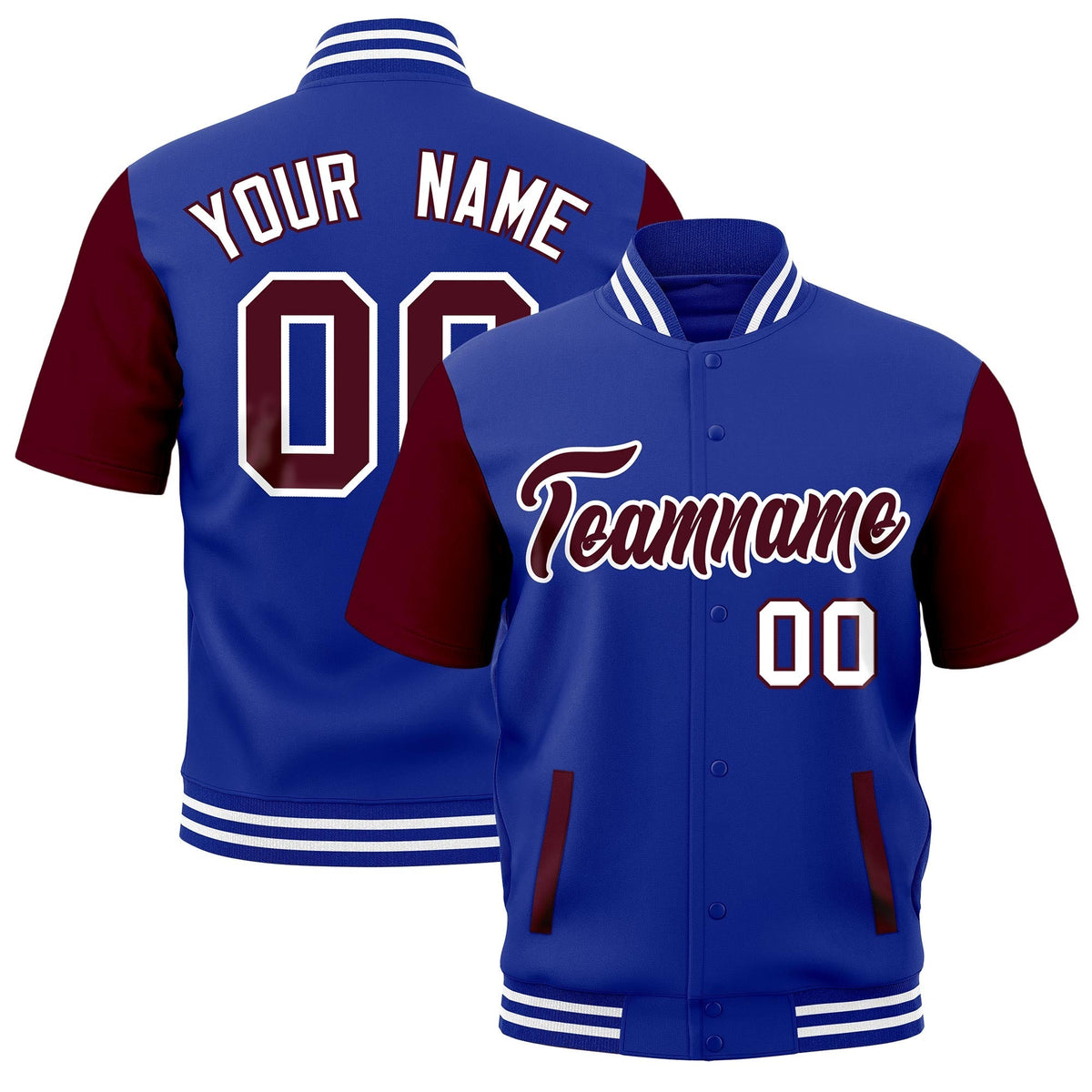 Custom Gray Royal Blue White Full-Snap Classic Style Jacket| KXKSHOP