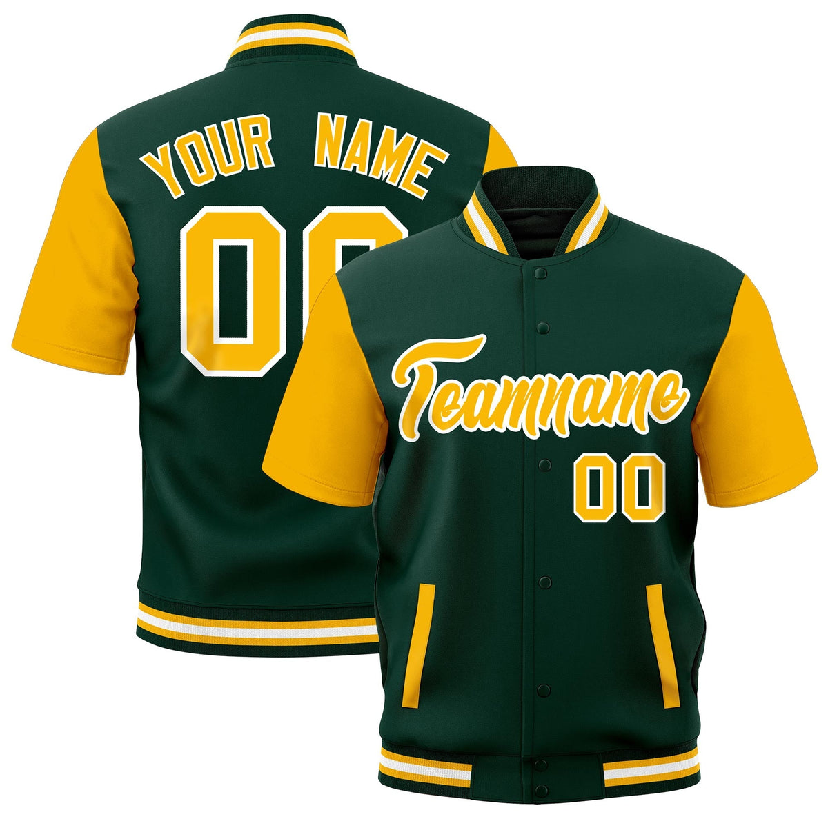 Custom Gold Green White Full-Snap Classic Style Jacket| KXKSHOP