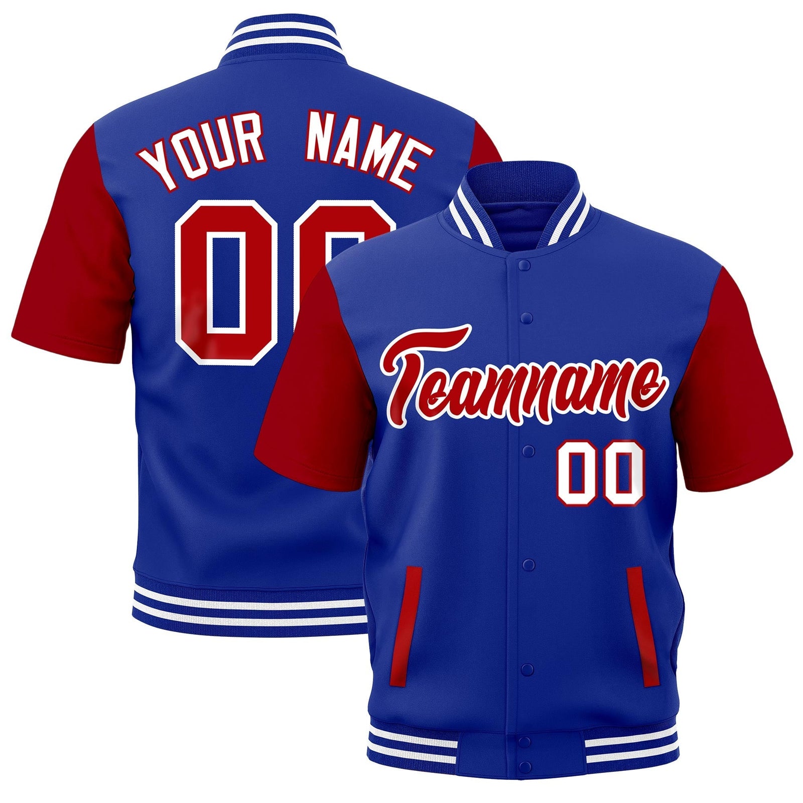 Custom Red Royal Blue White Full-Snap Classic Style Jacket| KXKSHOP