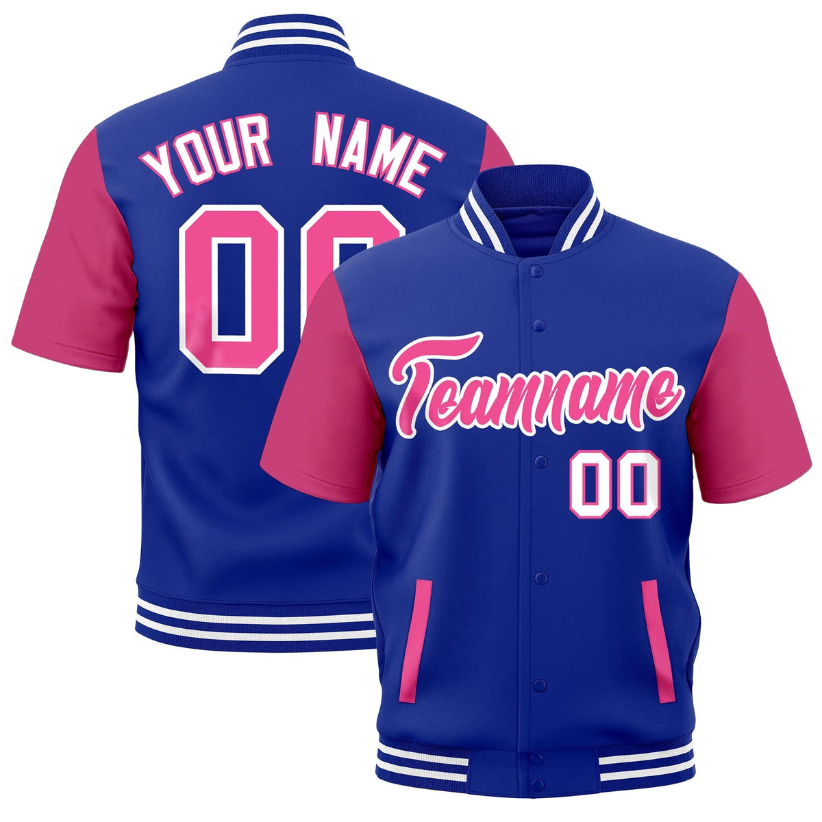 Custom Royal Blue White Full-Snap Classic Style Jacket| KXKSHOP