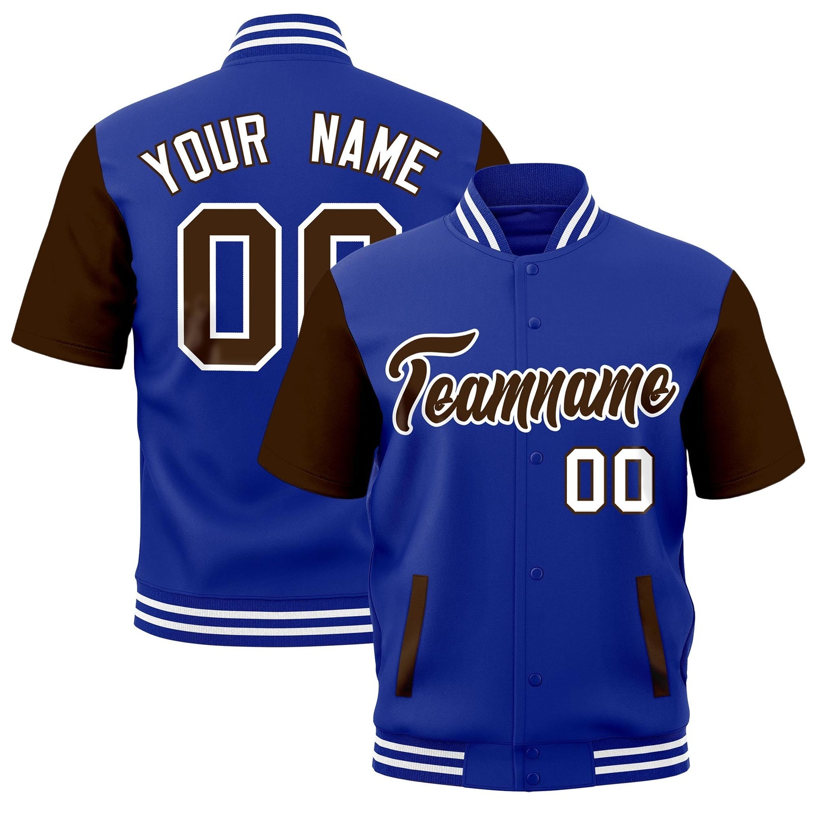 Custom Brown Royal Blue White Full-Snap Classic Style Jacket| KXKSHOP