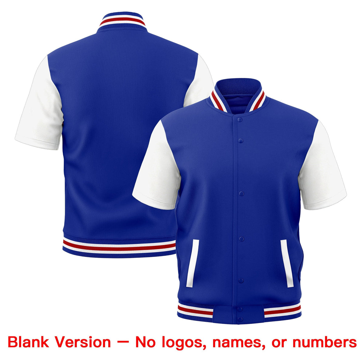 Custom White Royal Blue Red Full-Snap Classic Style Jacket| KXKSHOP
