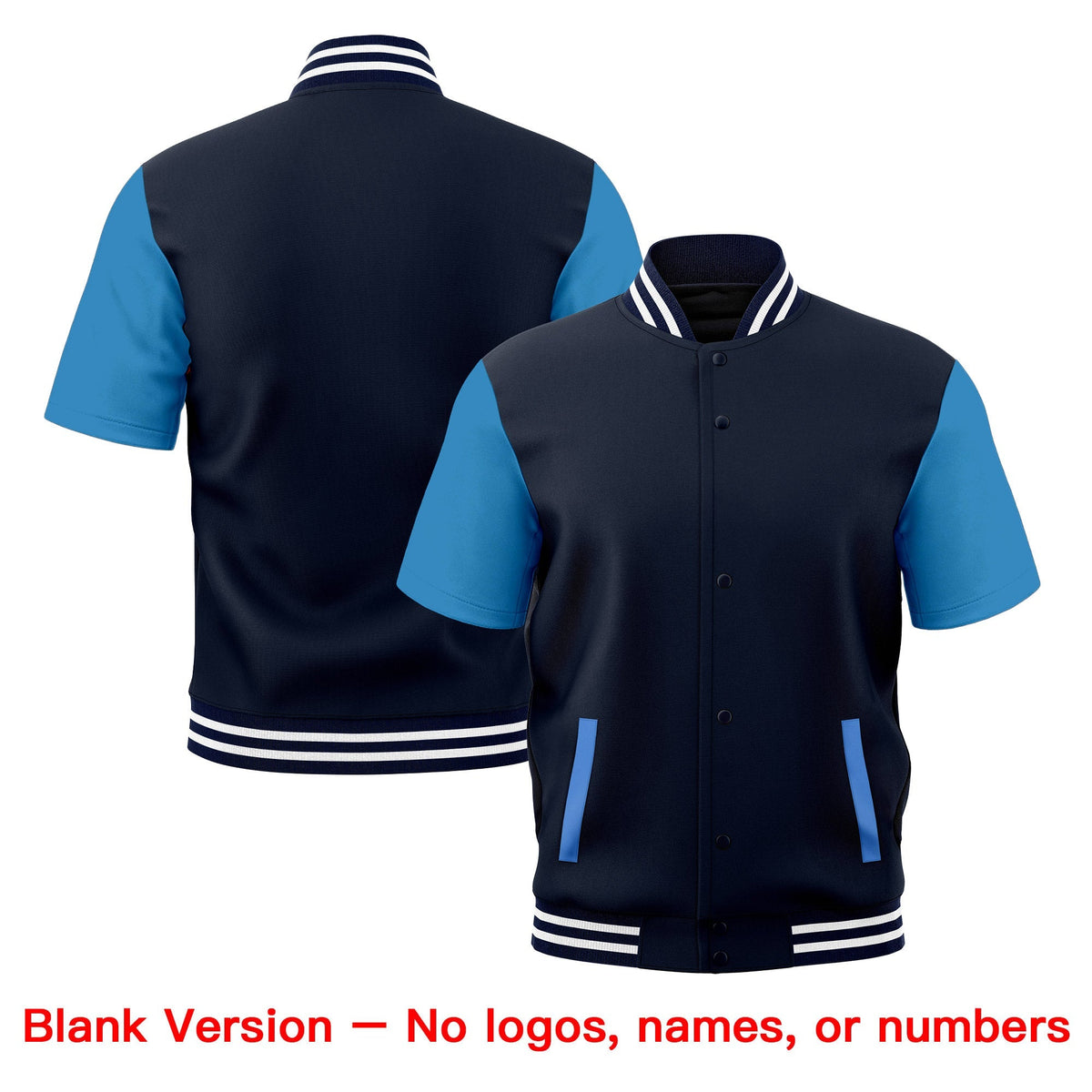 Custom Powder Blue Navy White Full-Snap Classic Style Jacket| KXKSHOP